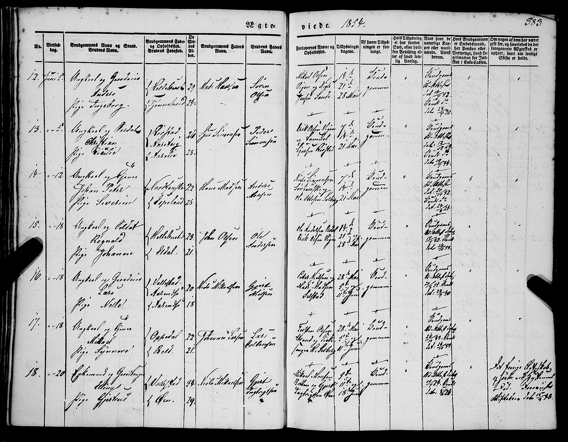 Gaular sokneprestembete, AV/SAB-A-80001/H/Haa: Parish register (official) no. A 4II, 1841-1859, p. 383