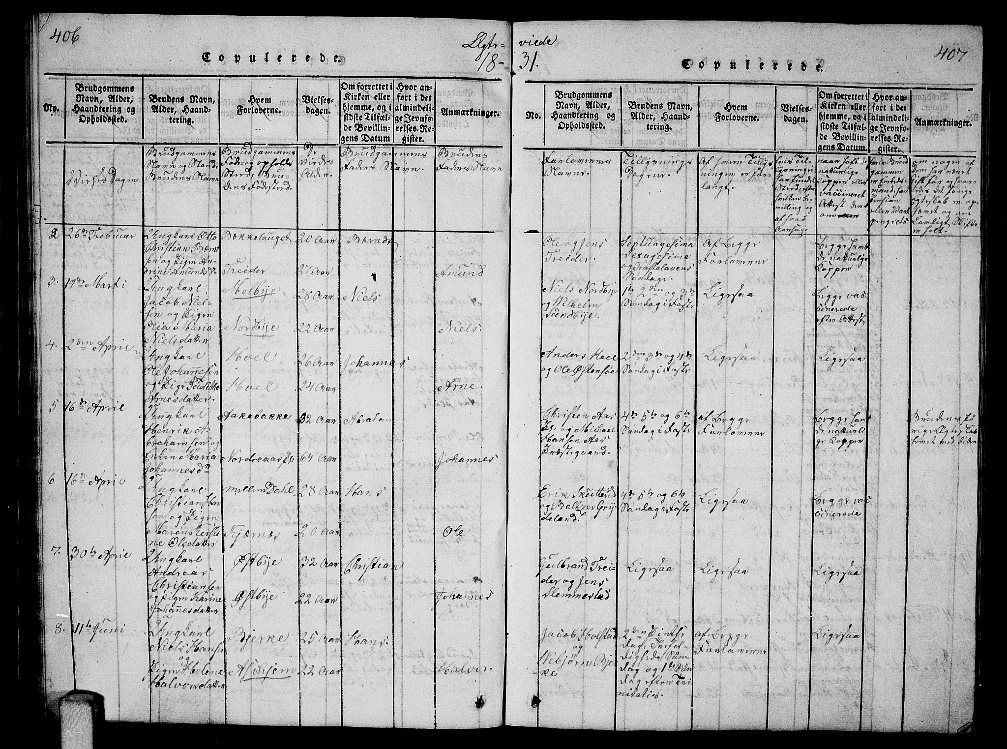 Ås prestekontor Kirkebøker, SAO/A-10894/G/Ga/L0002: Parish register (copy) no. I 2, 1820-1836, p. 406-407