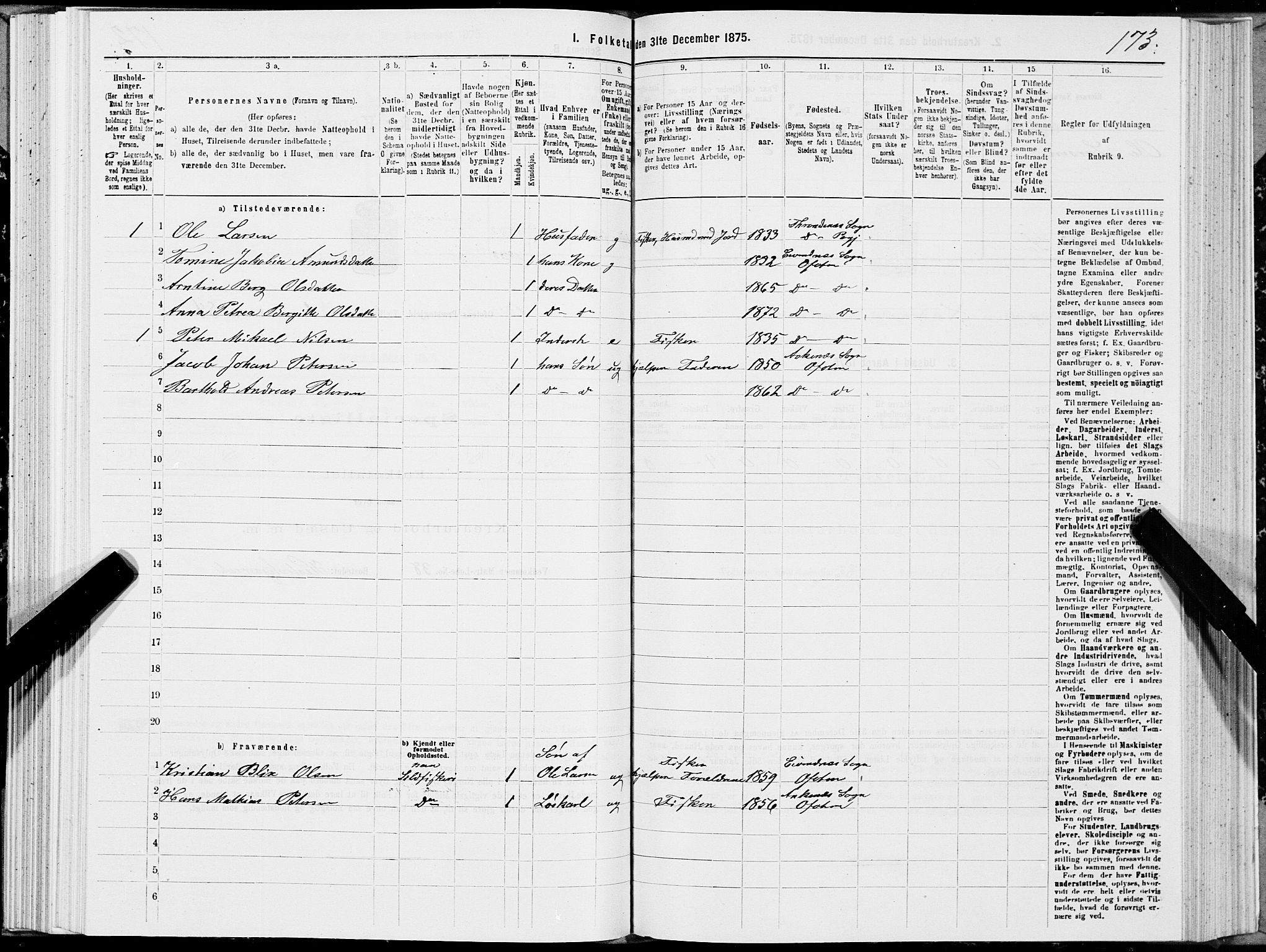 SAT, 1875 census for 1853P Ofoten, 1875, p. 1173