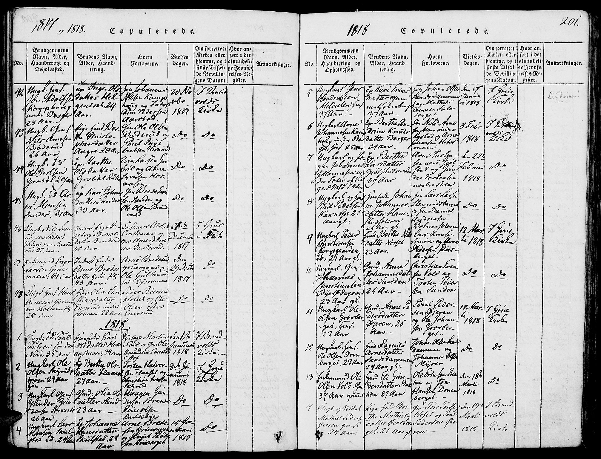 Grue prestekontor, AV/SAH-PREST-036/H/Ha/Haa/L0006: Parish register (official) no. 6, 1814-1830, p. 201