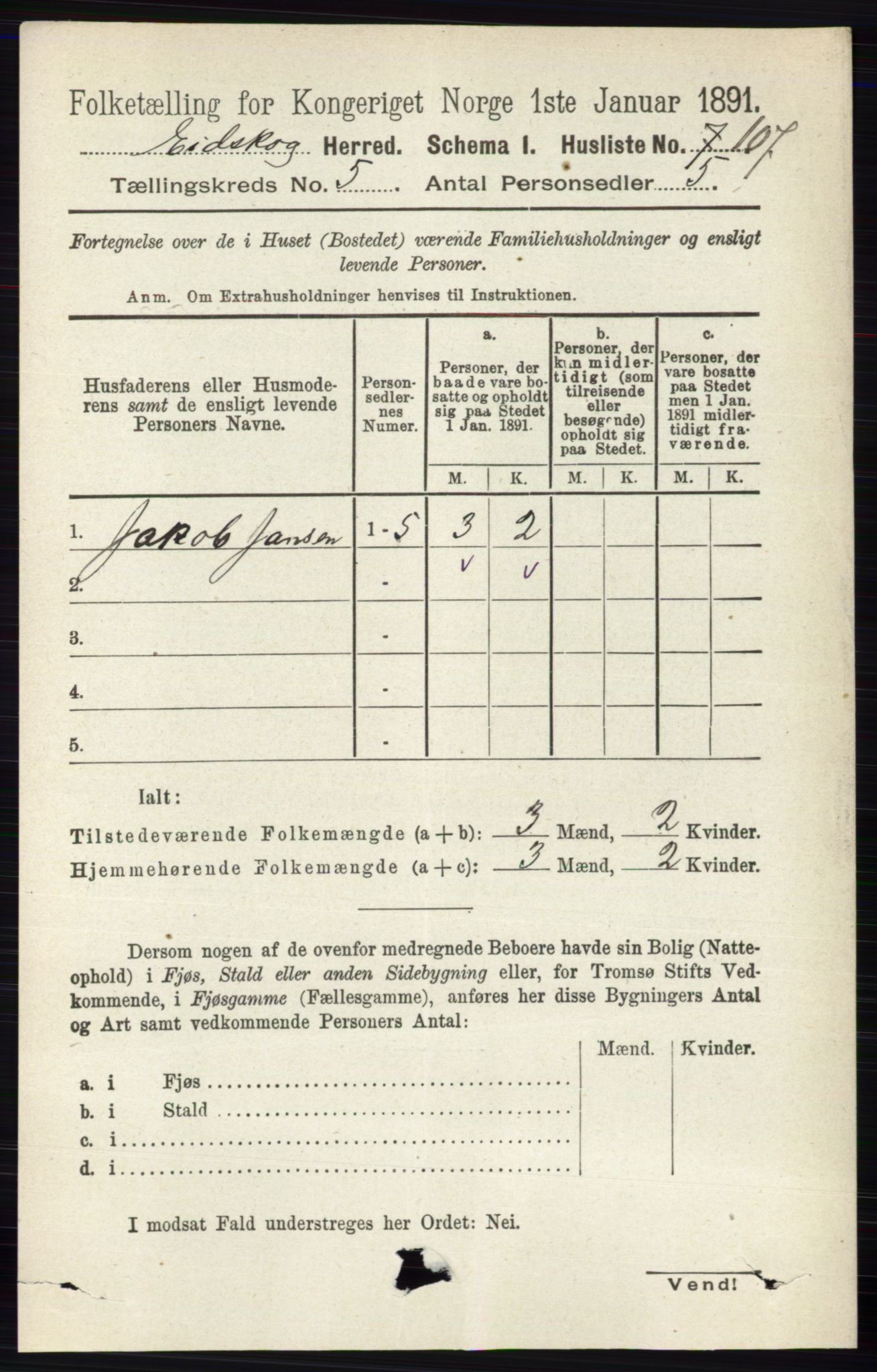 RA, 1891 census for 0420 Eidskog, 1891, p. 2058