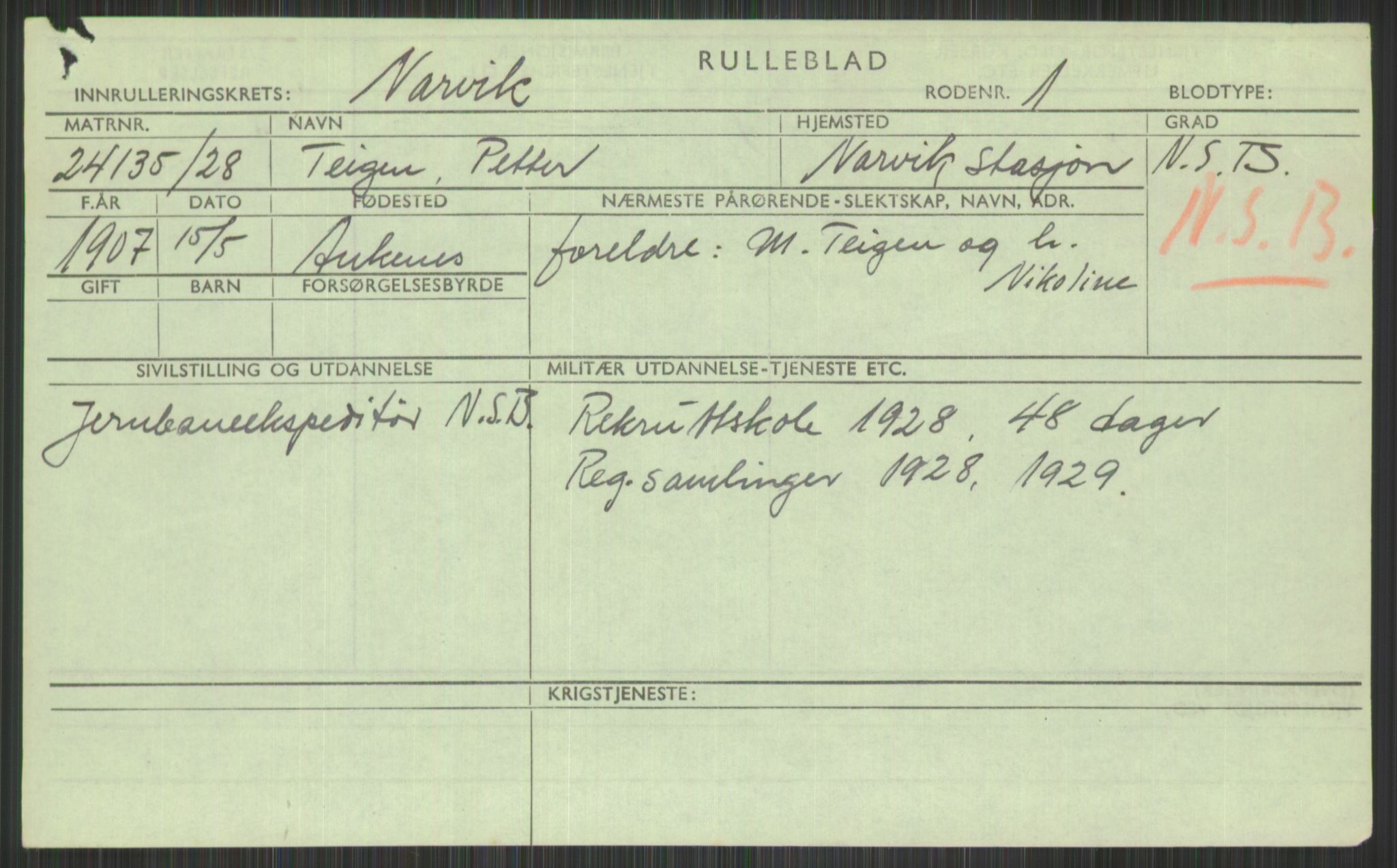 Forsvaret, Troms infanteriregiment nr. 16, AV/RA-RAFA-3146/P/Pa/L0013/0003: Rulleblad / Rulleblad for regimentets menige mannskaper, årsklasse 1928, 1928, p. 749