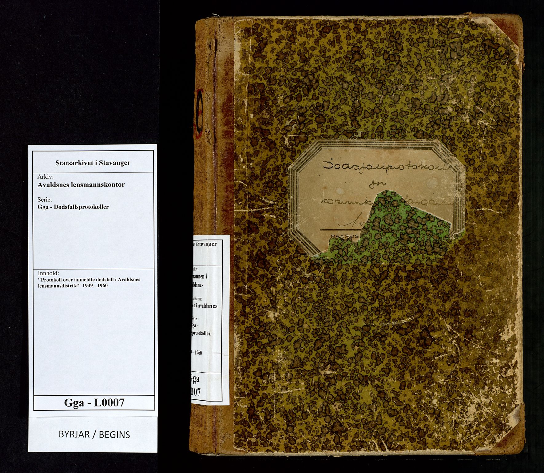 Avaldsnes lensmannskontor, AV/SAST-A-100286/Gga/L0007: Dødsfallsprotokoll for Stangaland herred og Kopervik ladested (1949-1960) og for Avaldsnes herred (1956-1960), 1949-1960