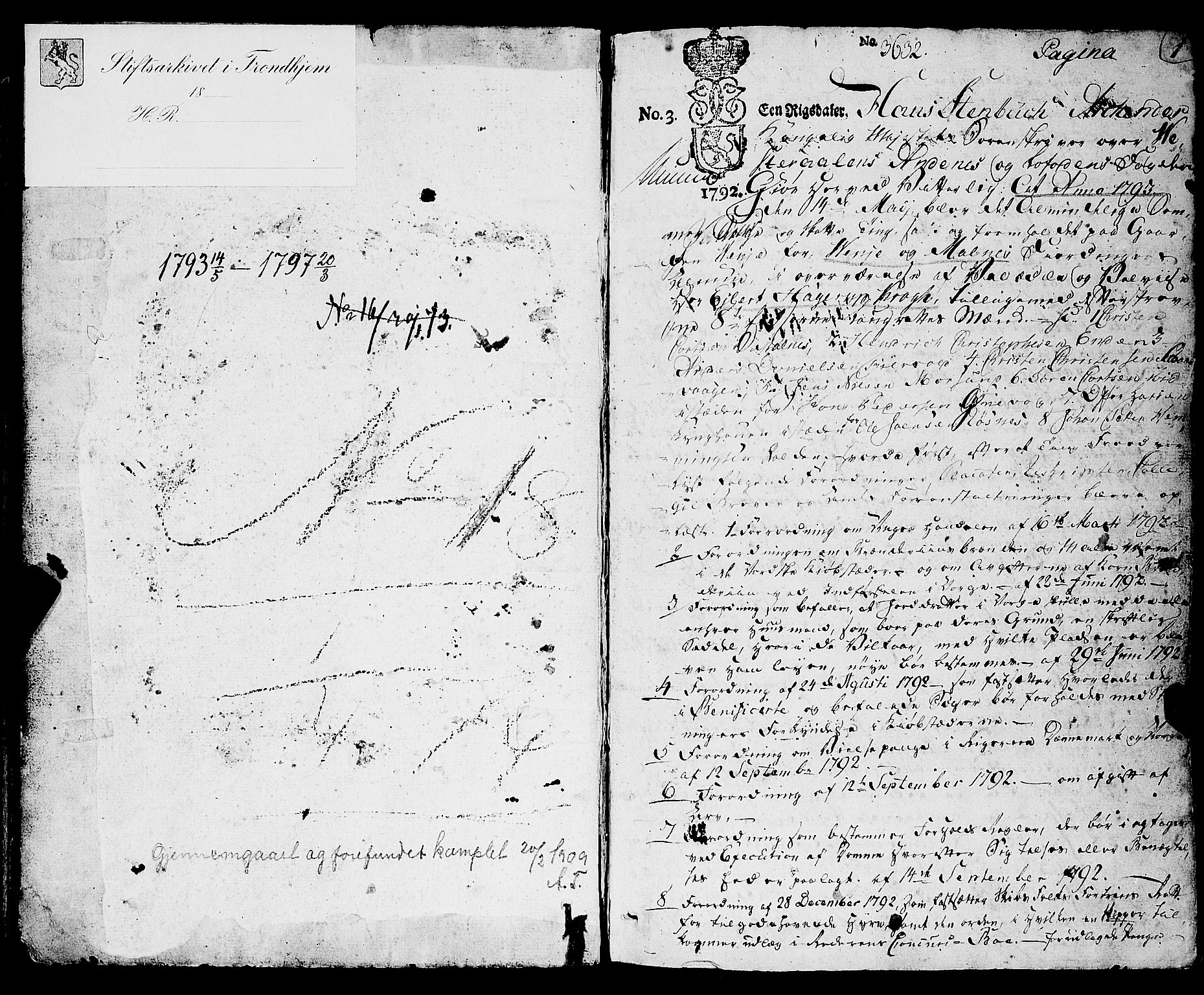 Vesterålen sorenskriveri, SAT/A-4180/1/1/1A/L0012: Tingbok, 1793-1797, p. 0-1