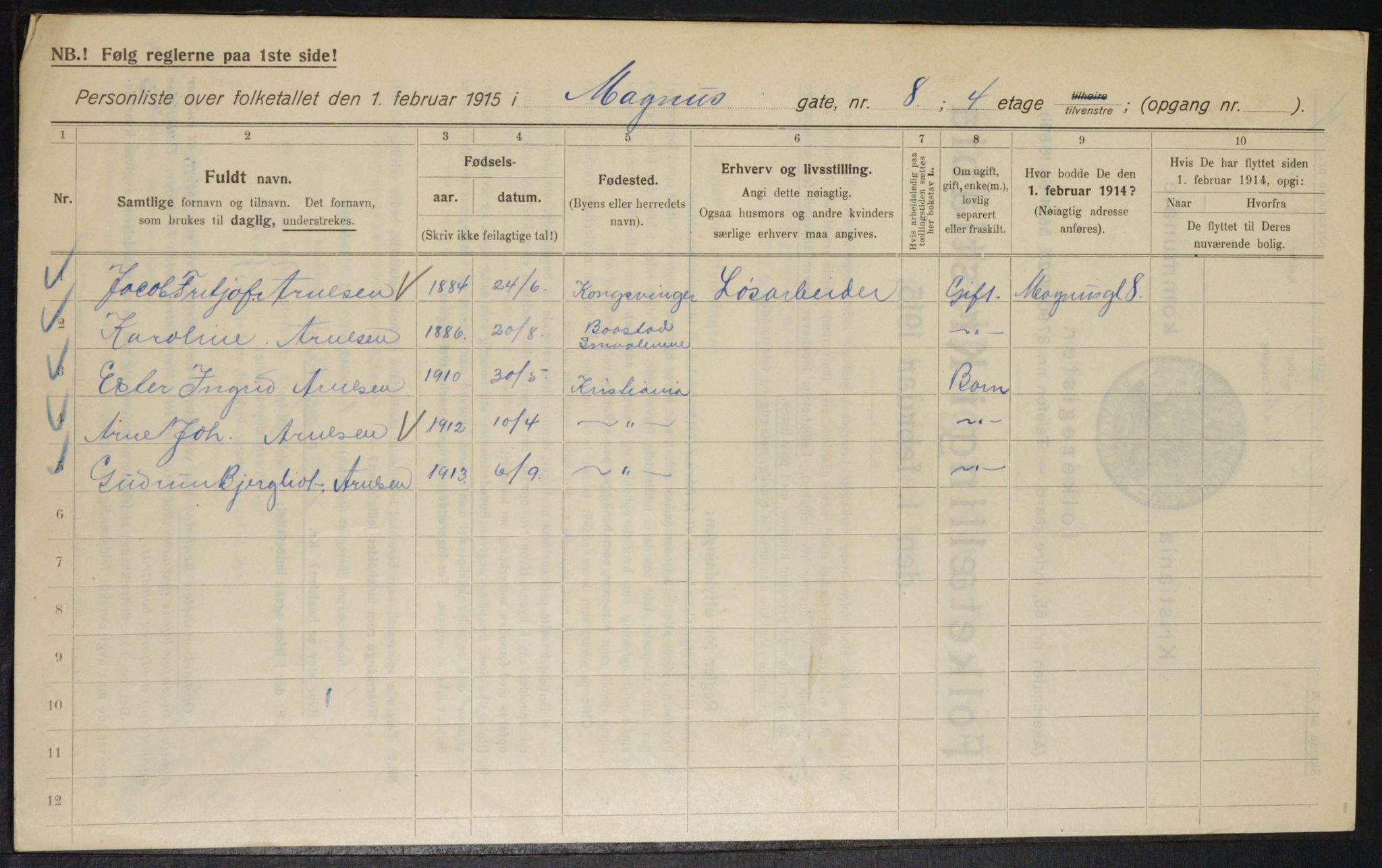 OBA, Municipal Census 1915 for Kristiania, 1915, p. 58979