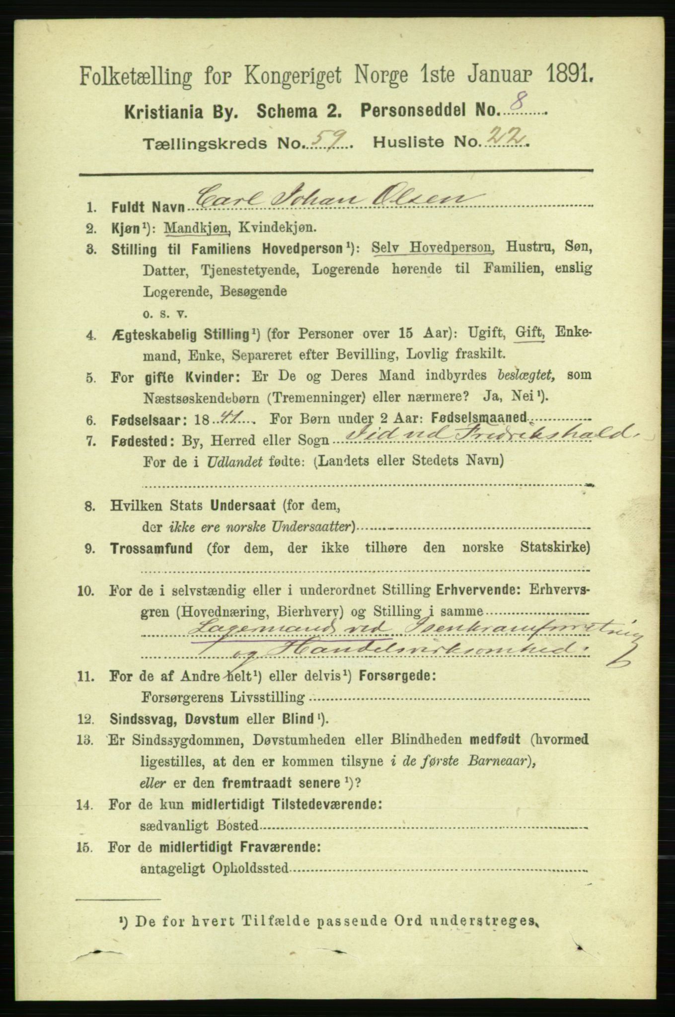 RA, 1891 census for 0301 Kristiania, 1891, p. 31704