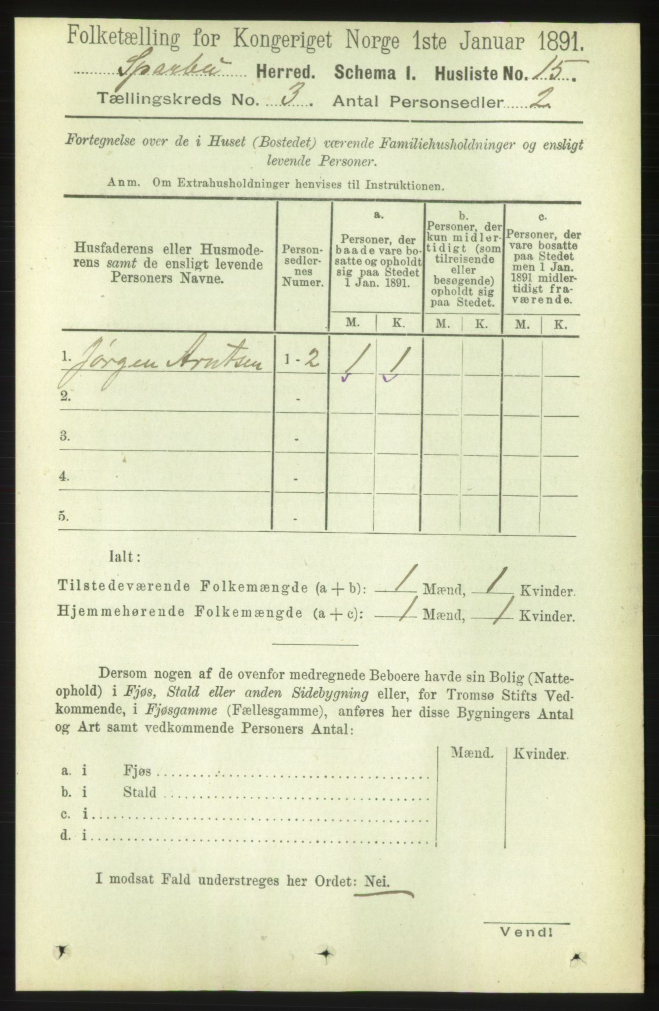 RA, 1891 census for 1731 Sparbu, 1891, p. 810