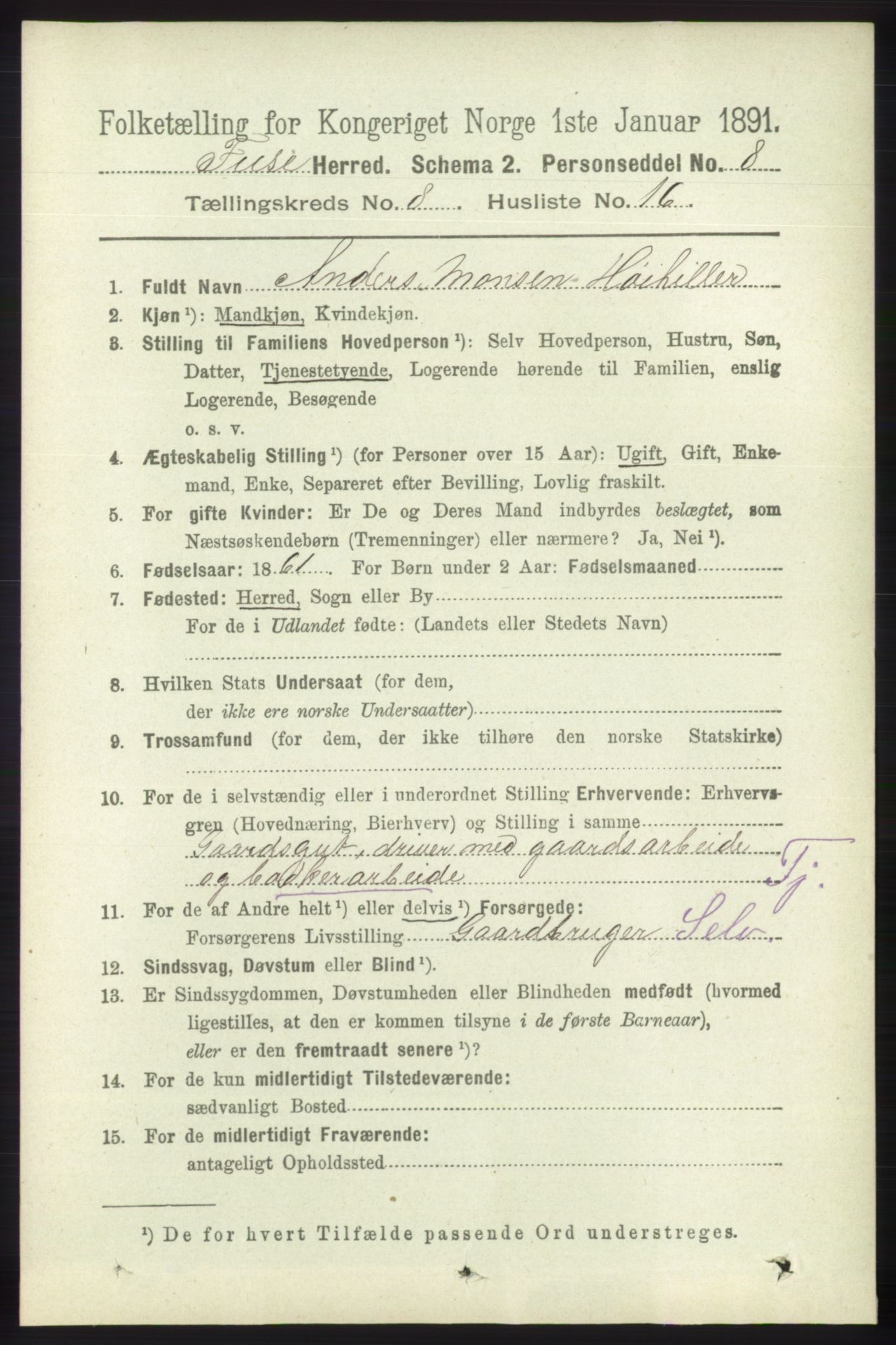 RA, 1891 census for 1241 Fusa, 1891, p. 1659