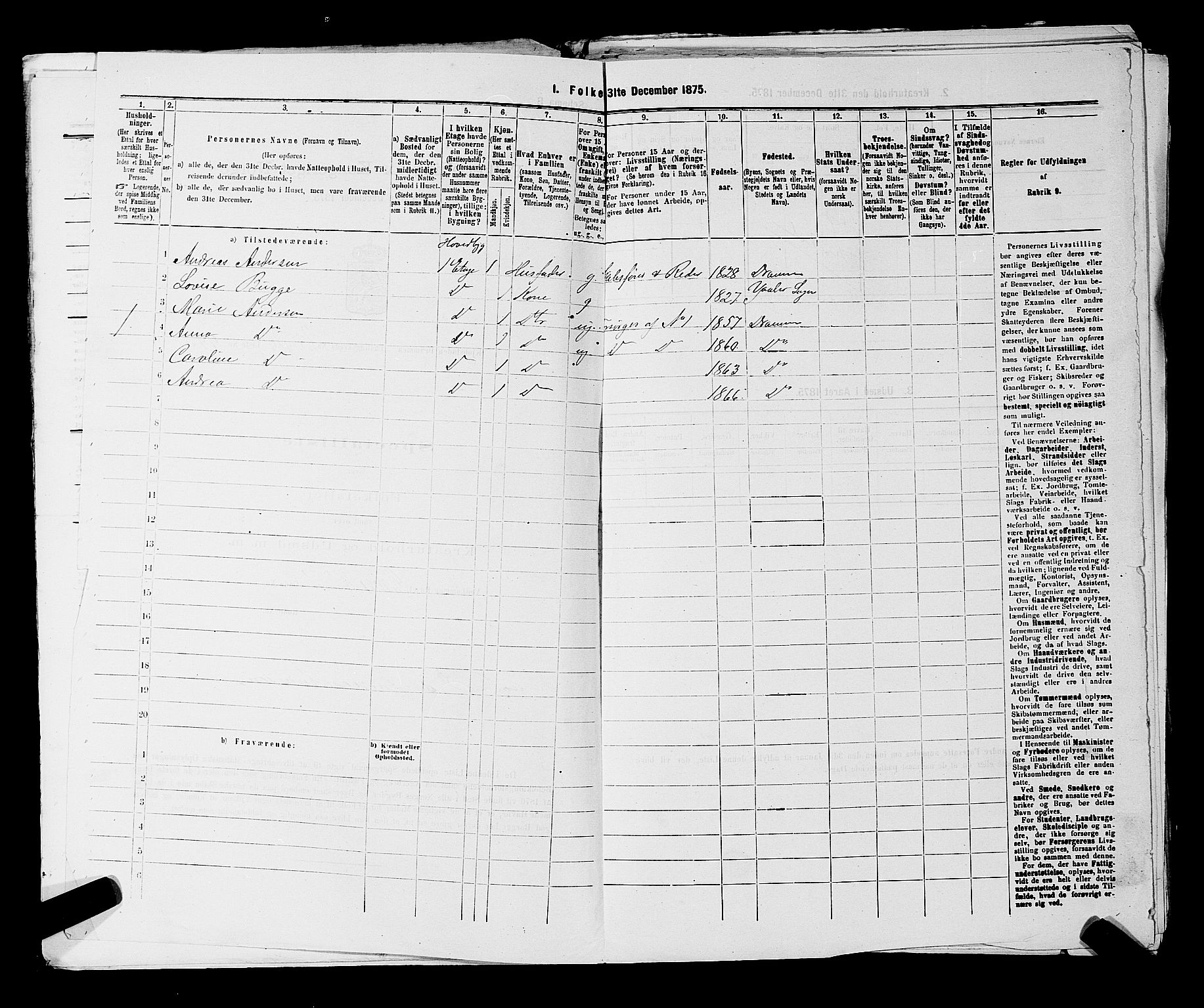 SAKO, 1875 census for 0602 Drammen, 1875, p. 3072
