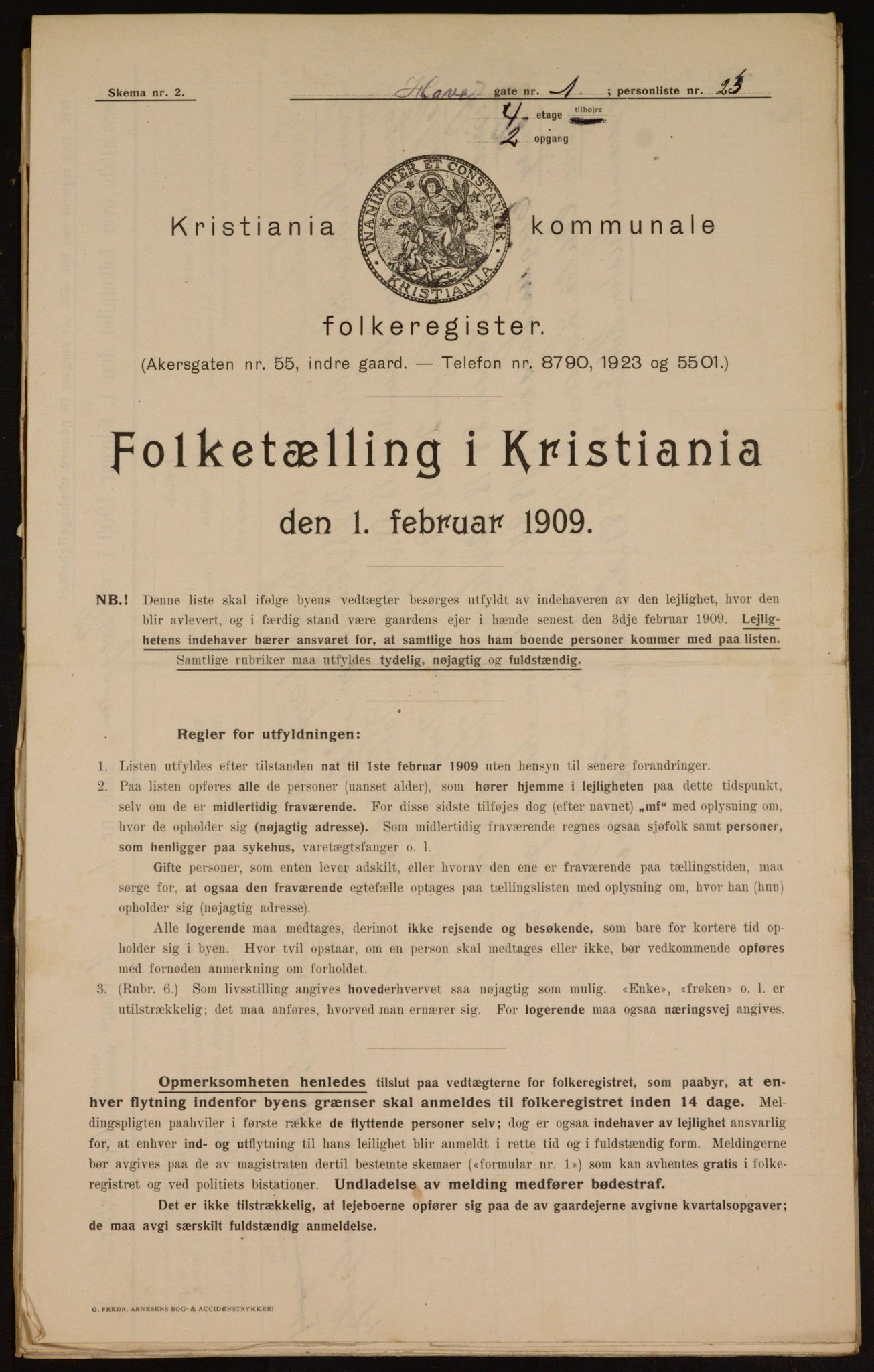 OBA, Municipal Census 1909 for Kristiania, 1909, p. 30316