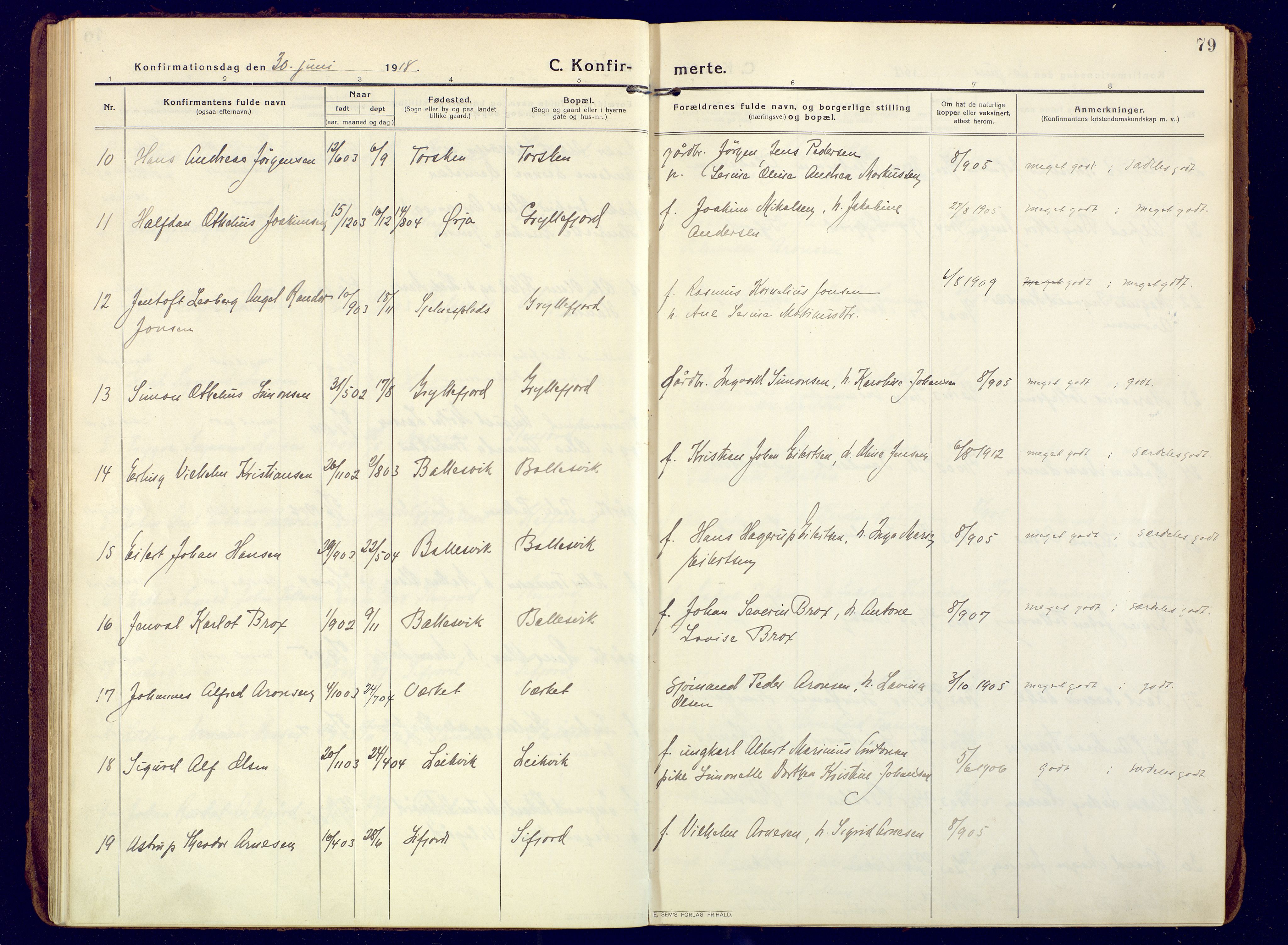 Berg sokneprestkontor, SATØ/S-1318/G/Ga/Gaa: Parish register (official) no. 10, 1916-1928, p. 79