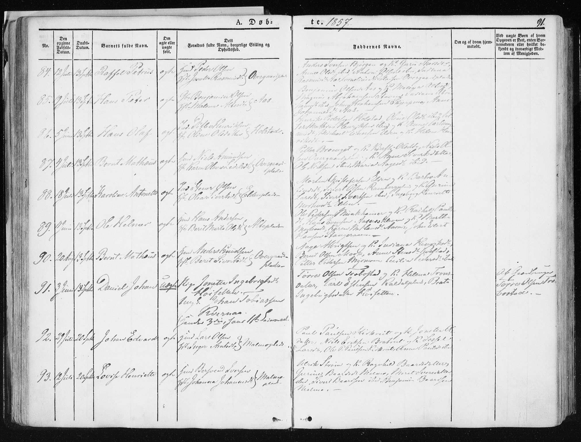 Ministerialprotokoller, klokkerbøker og fødselsregistre - Nord-Trøndelag, SAT/A-1458/741/L0393: Parish register (official) no. 741A07, 1849-1863, p. 91