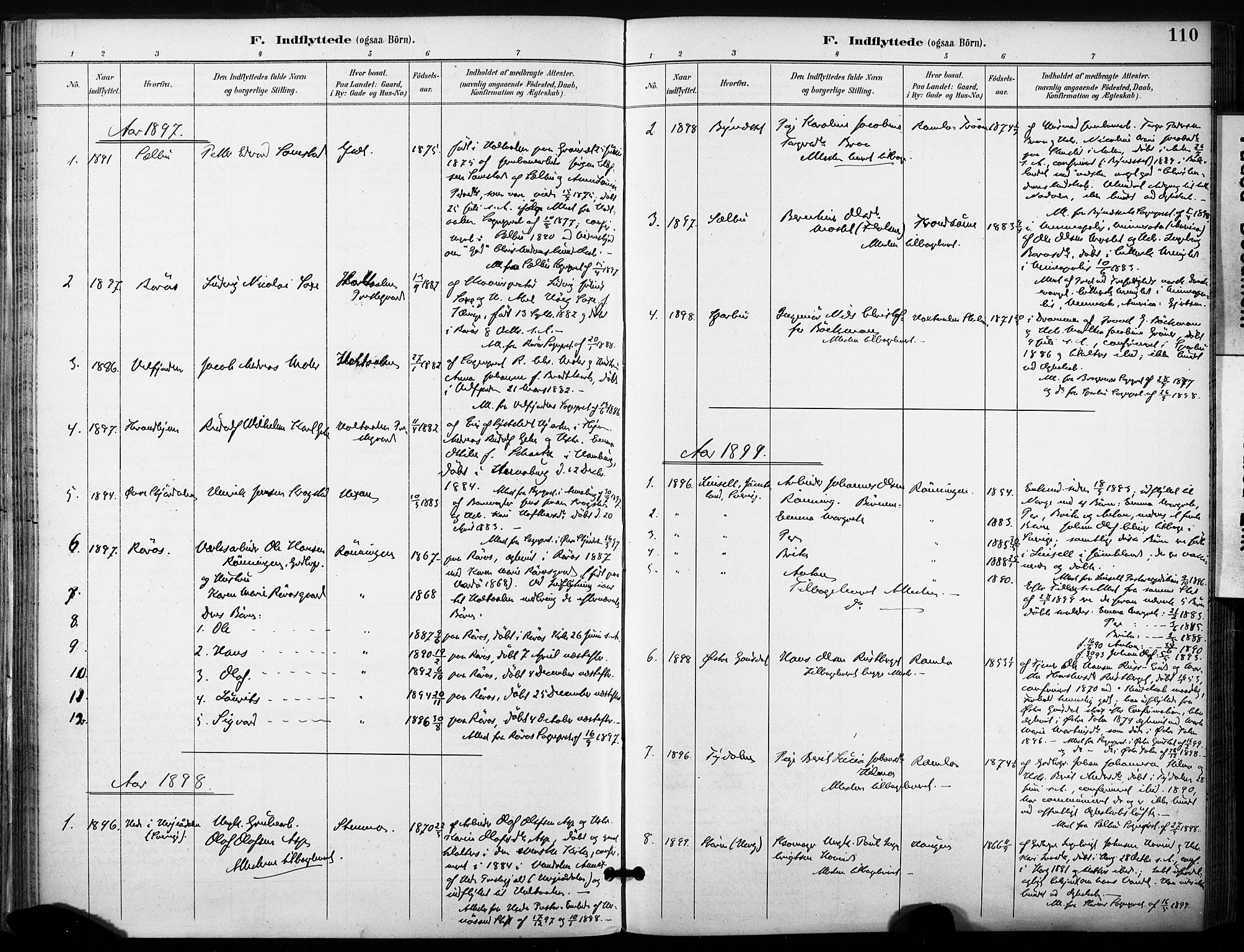 Ministerialprotokoller, klokkerbøker og fødselsregistre - Sør-Trøndelag, AV/SAT-A-1456/685/L0973: Parish register (official) no. 685A10, 1891-1907, p. 110