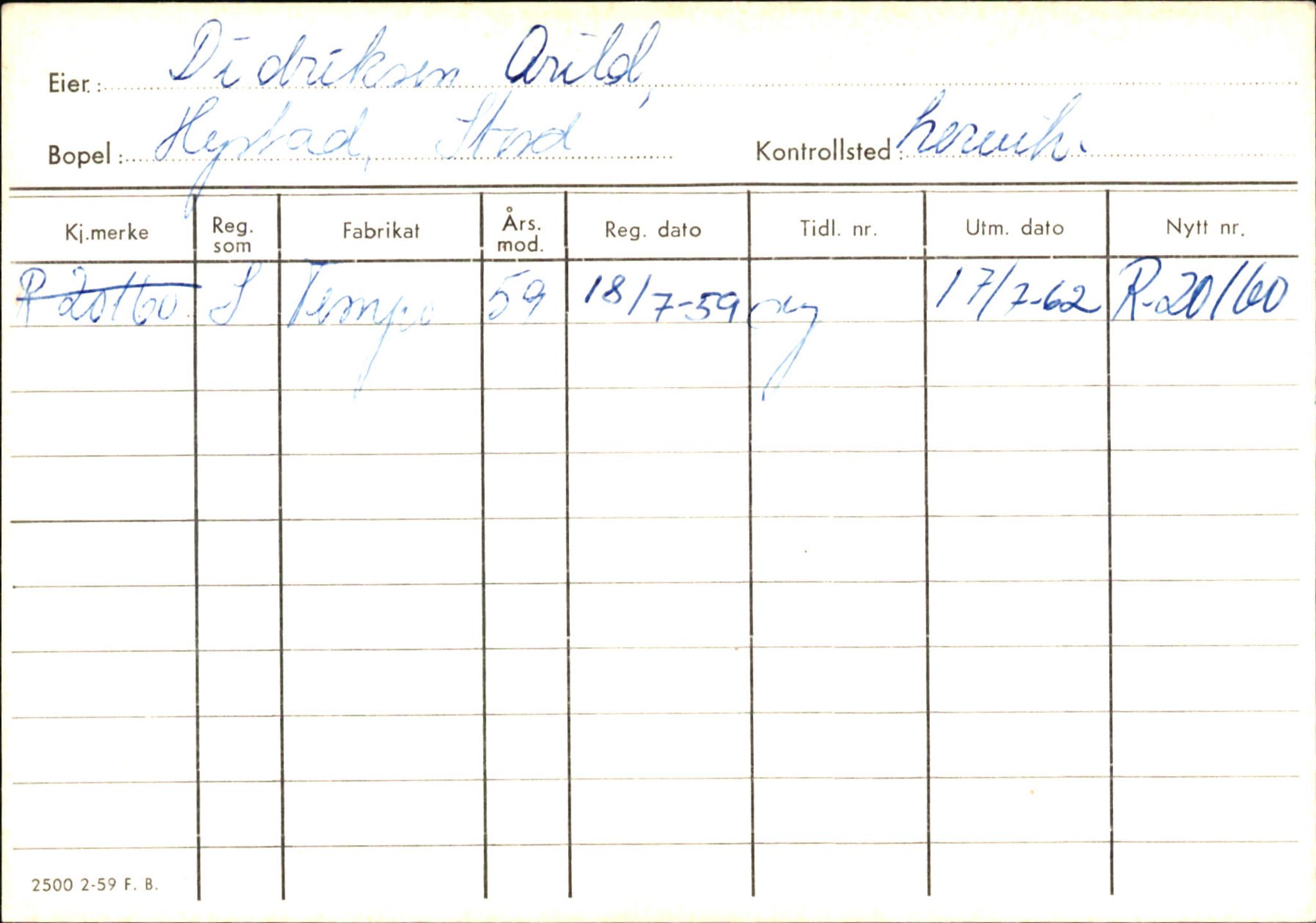 Statens vegvesen, Hordaland vegkontor, AV/SAB-A-5201/2/Ha/L0009: R-eierkort D-E, 1920-1971, p. 2