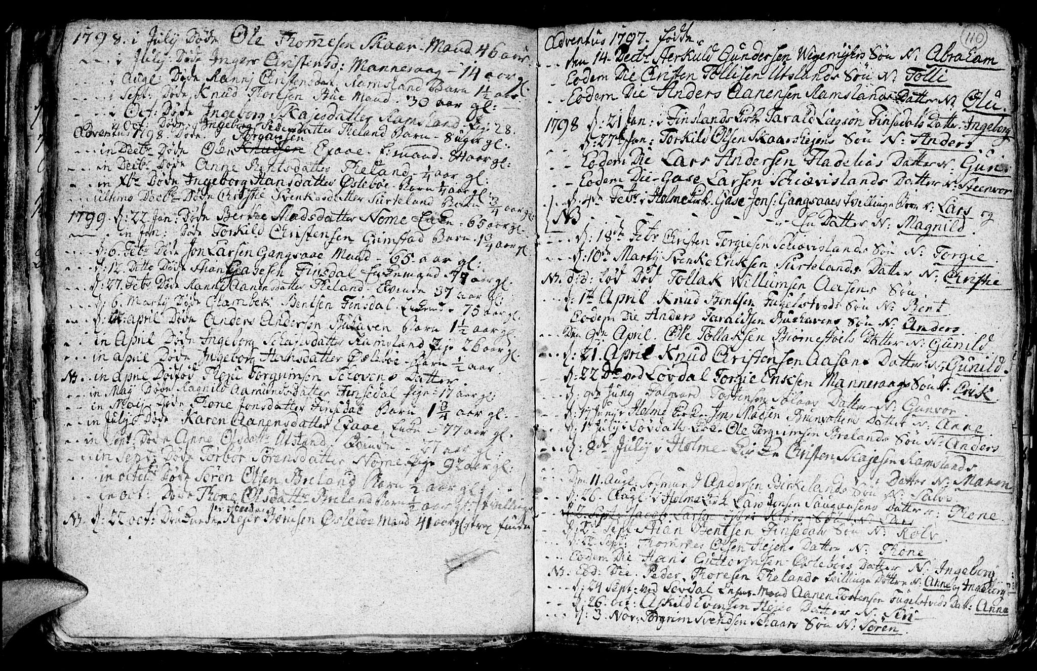 Holum sokneprestkontor, AV/SAK-1111-0022/F/Fb/Fba/L0001: Parish register (copy) no. B 1 /2, 1770-1802, p. 110