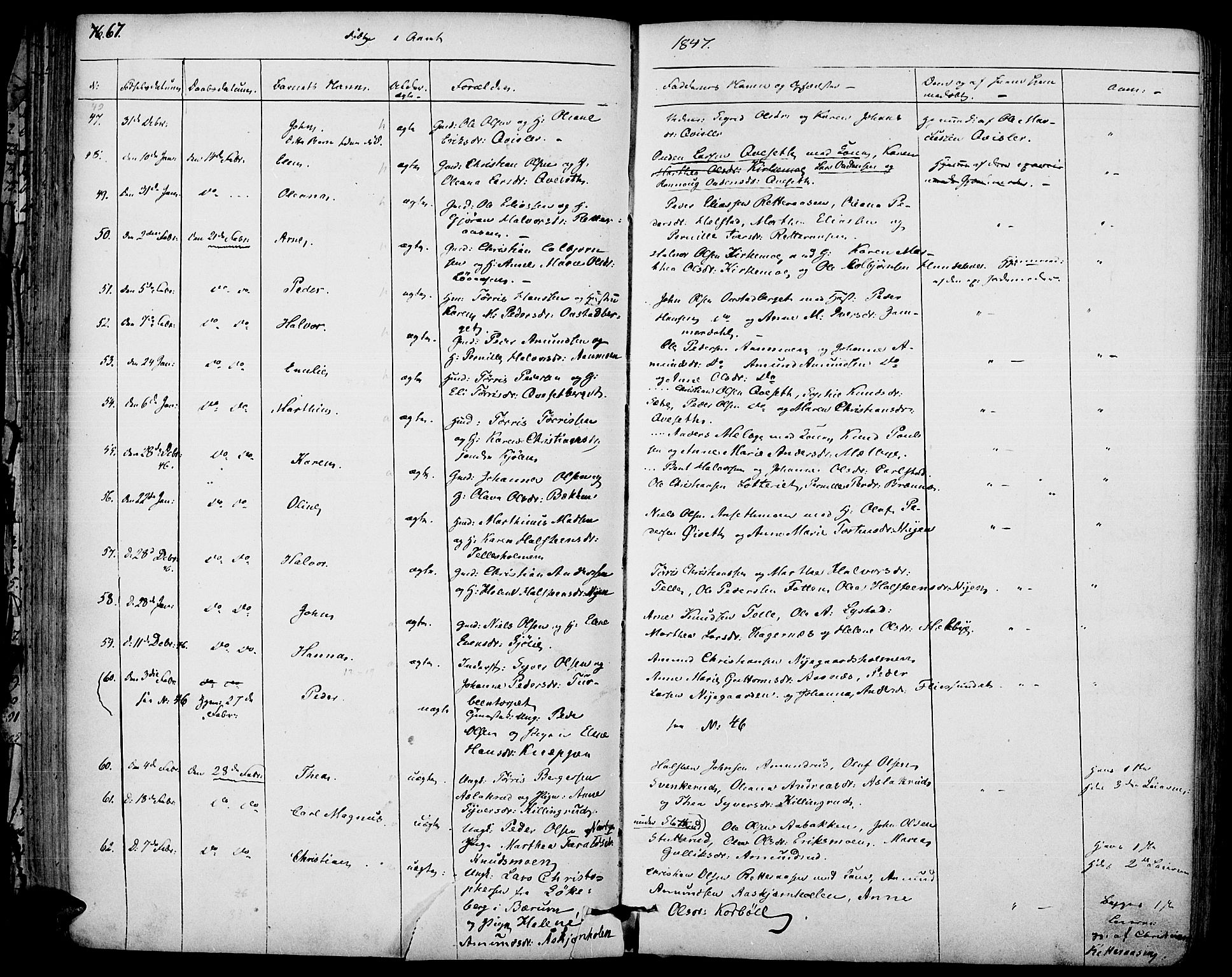 Hof prestekontor, AV/SAH-PREST-038/H/Ha/Haa/L0007: Parish register (official) no. 7, 1841-1848, p. 67