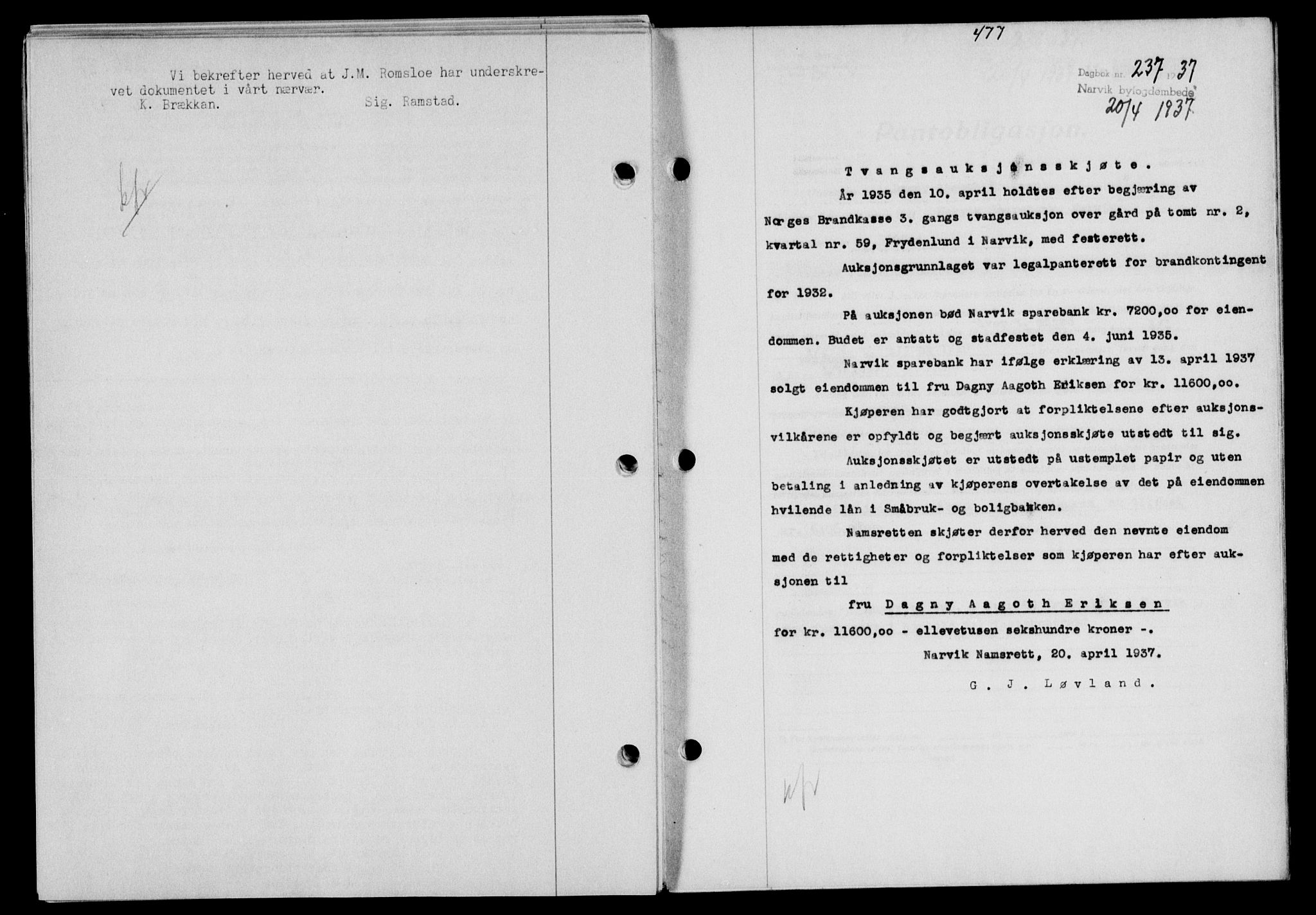 Narvik sorenskriveri, SAT/A-0002/1/2/2C/2Ca/L0011: Mortgage book no. 14, 1935-1937, Deed date: 20.04.1937