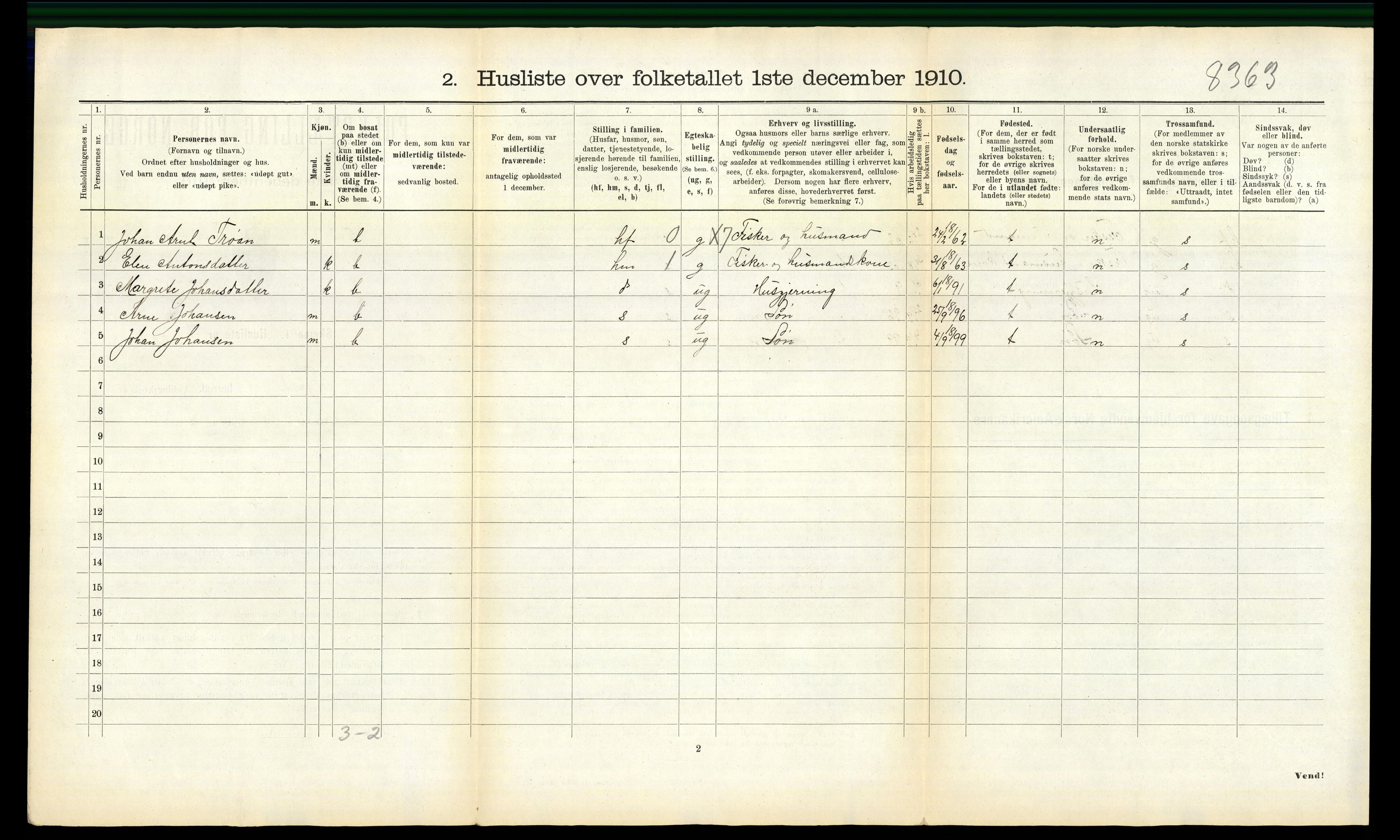 RA, 1910 census for Frosta, 1910, p. 46