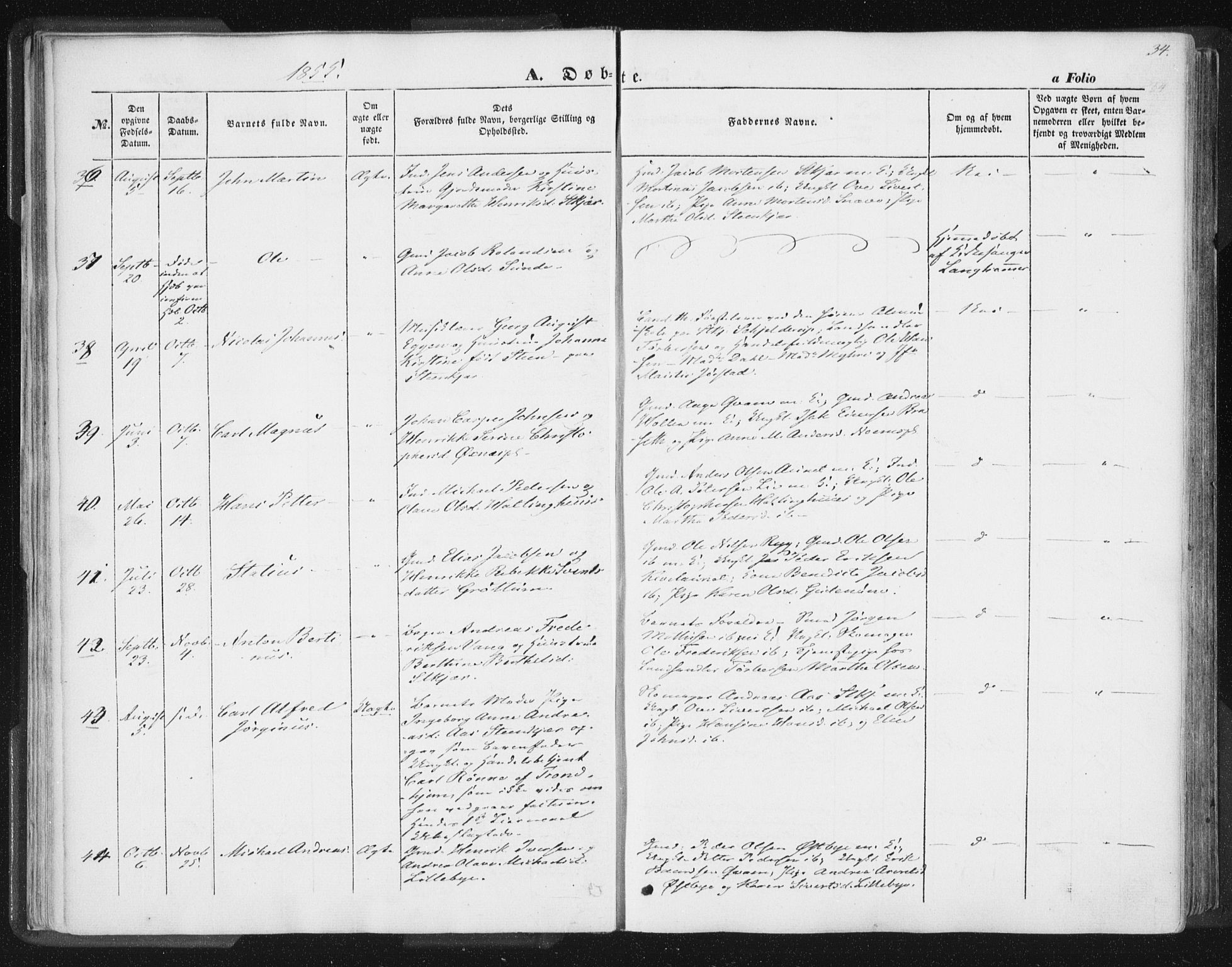 Ministerialprotokoller, klokkerbøker og fødselsregistre - Nord-Trøndelag, SAT/A-1458/746/L0446: Parish register (official) no. 746A05, 1846-1859, p. 34