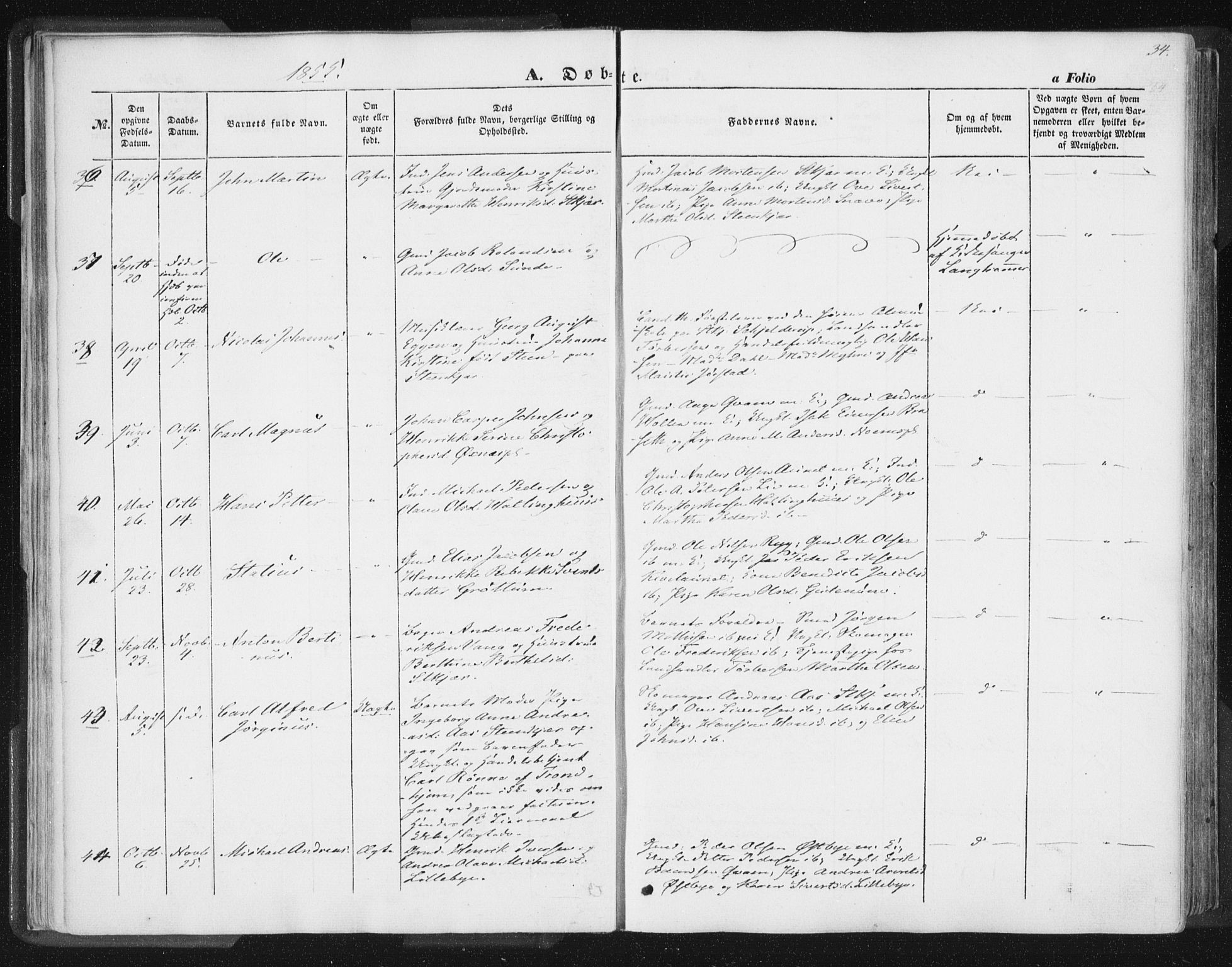 Ministerialprotokoller, klokkerbøker og fødselsregistre - Nord-Trøndelag, AV/SAT-A-1458/746/L0446: Parish register (official) no. 746A05, 1846-1859, p. 34