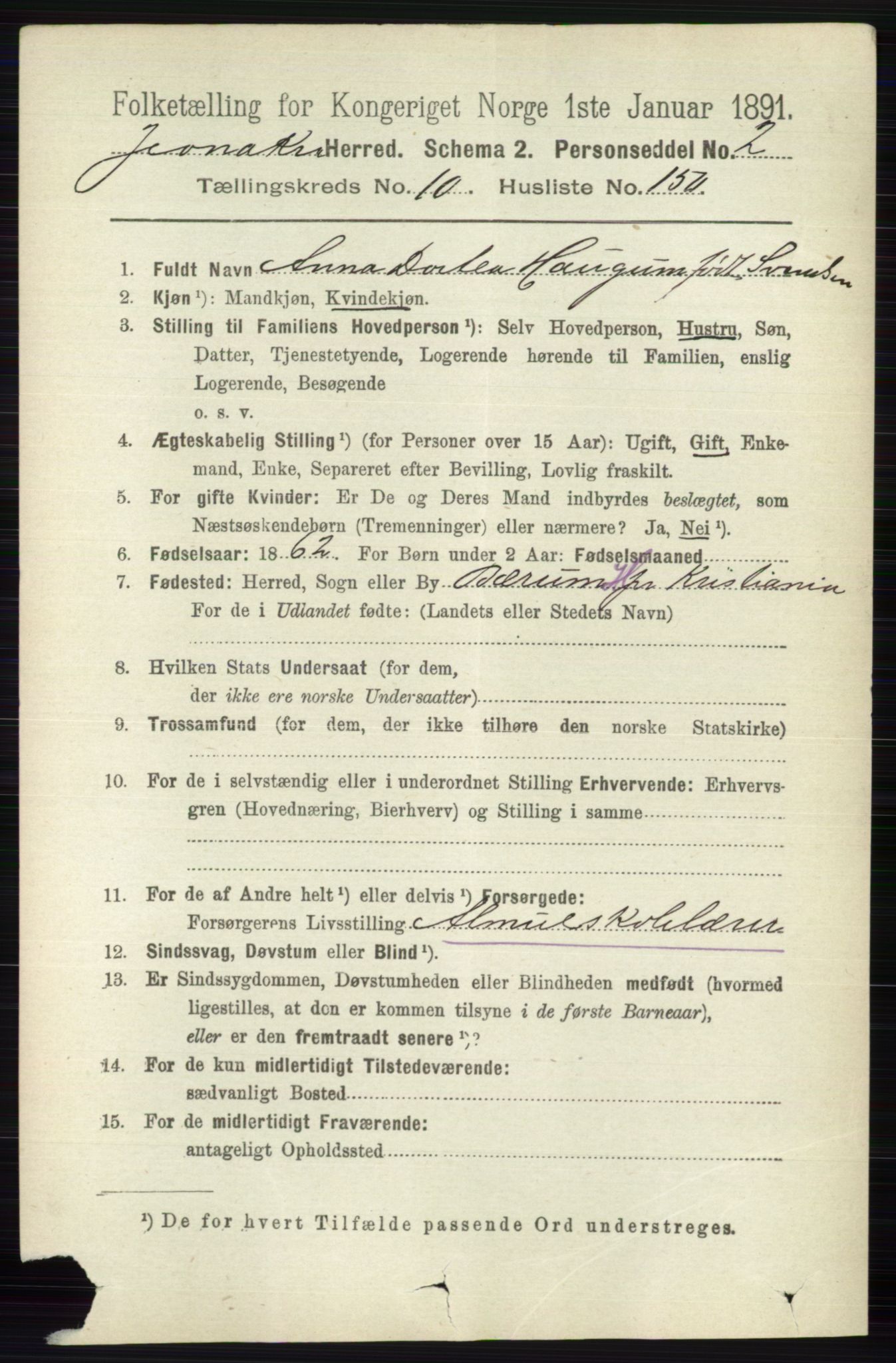 RA, 1891 census for 0532 Jevnaker, 1891, p. 6799