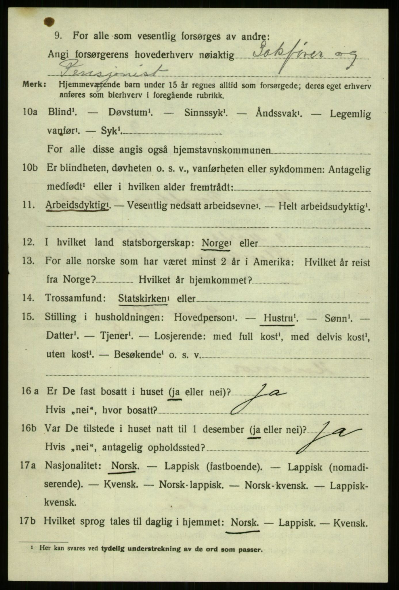 SATØ, 1920 census for Tromsø, 1920, p. 11596