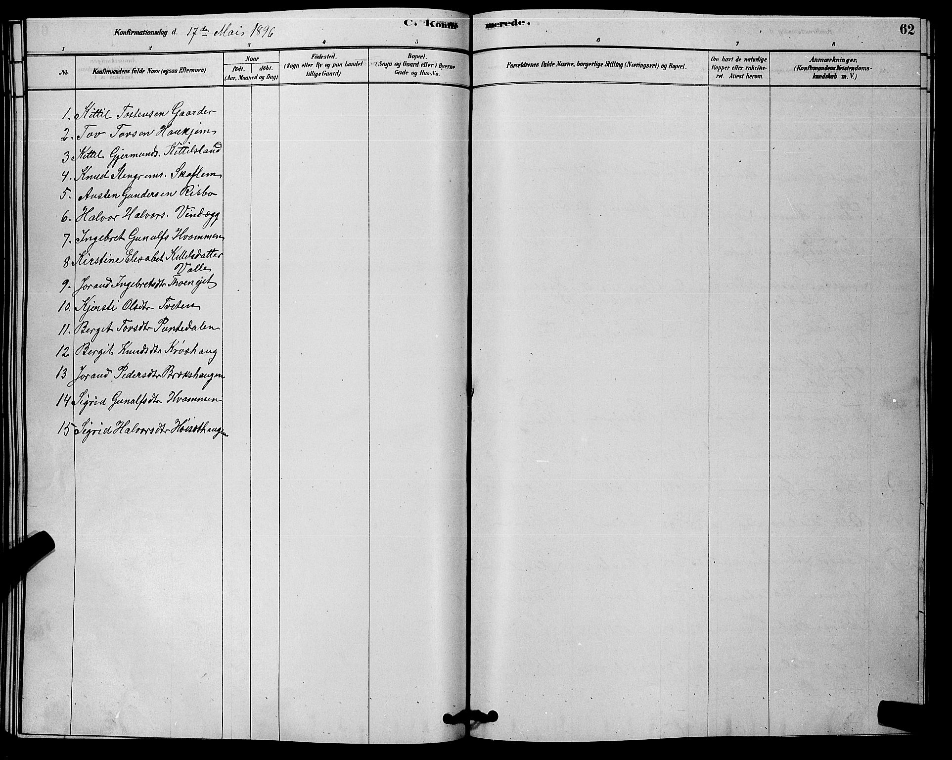 Rollag kirkebøker, SAKO/A-240/G/Gb/L0002: Parish register (copy) no. II 2, 1878-1898, p. 62