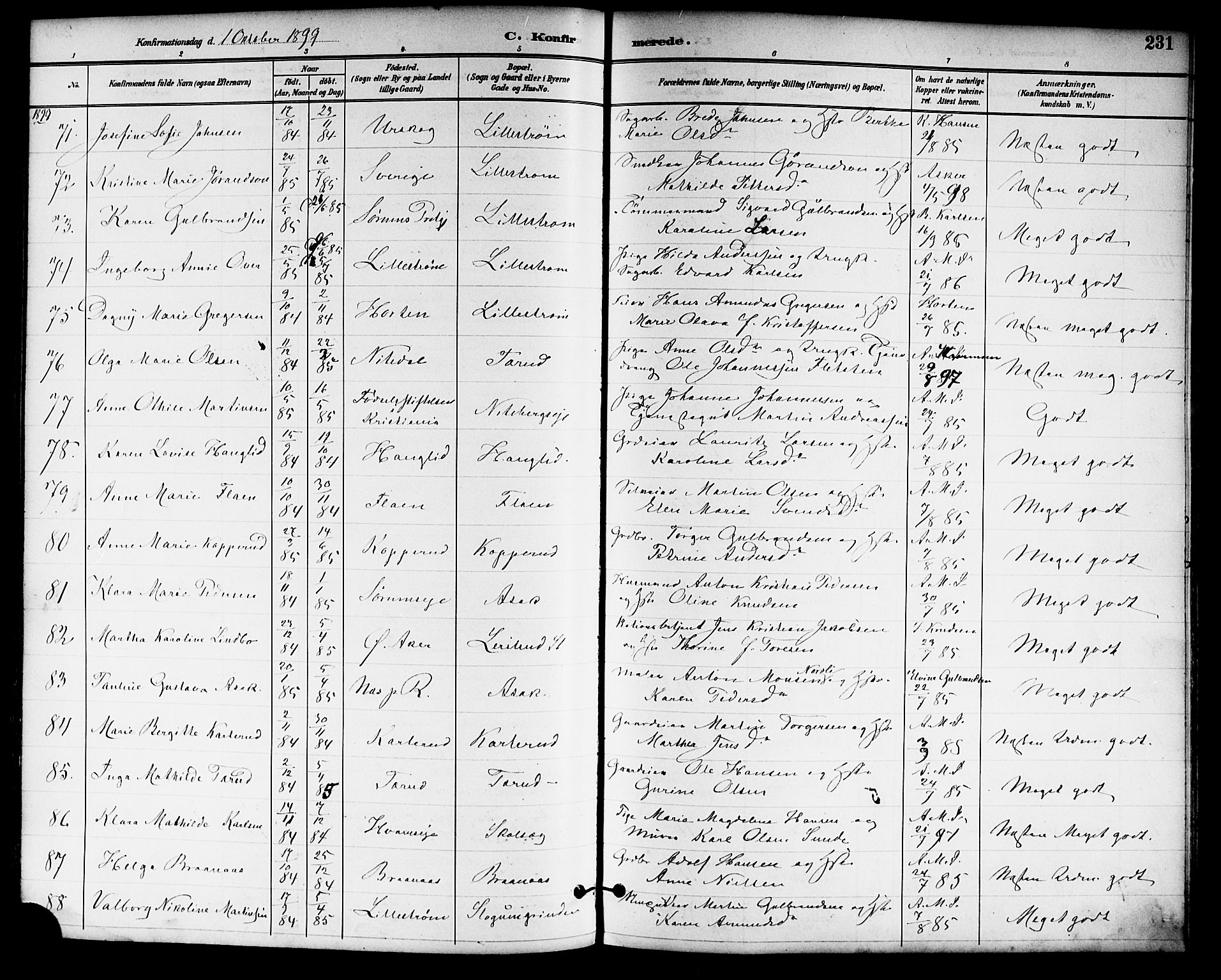 Skedsmo prestekontor Kirkebøker, SAO/A-10033a/F/Fa/L0014: Parish register (official) no. I 14, 1892-1901, p. 231