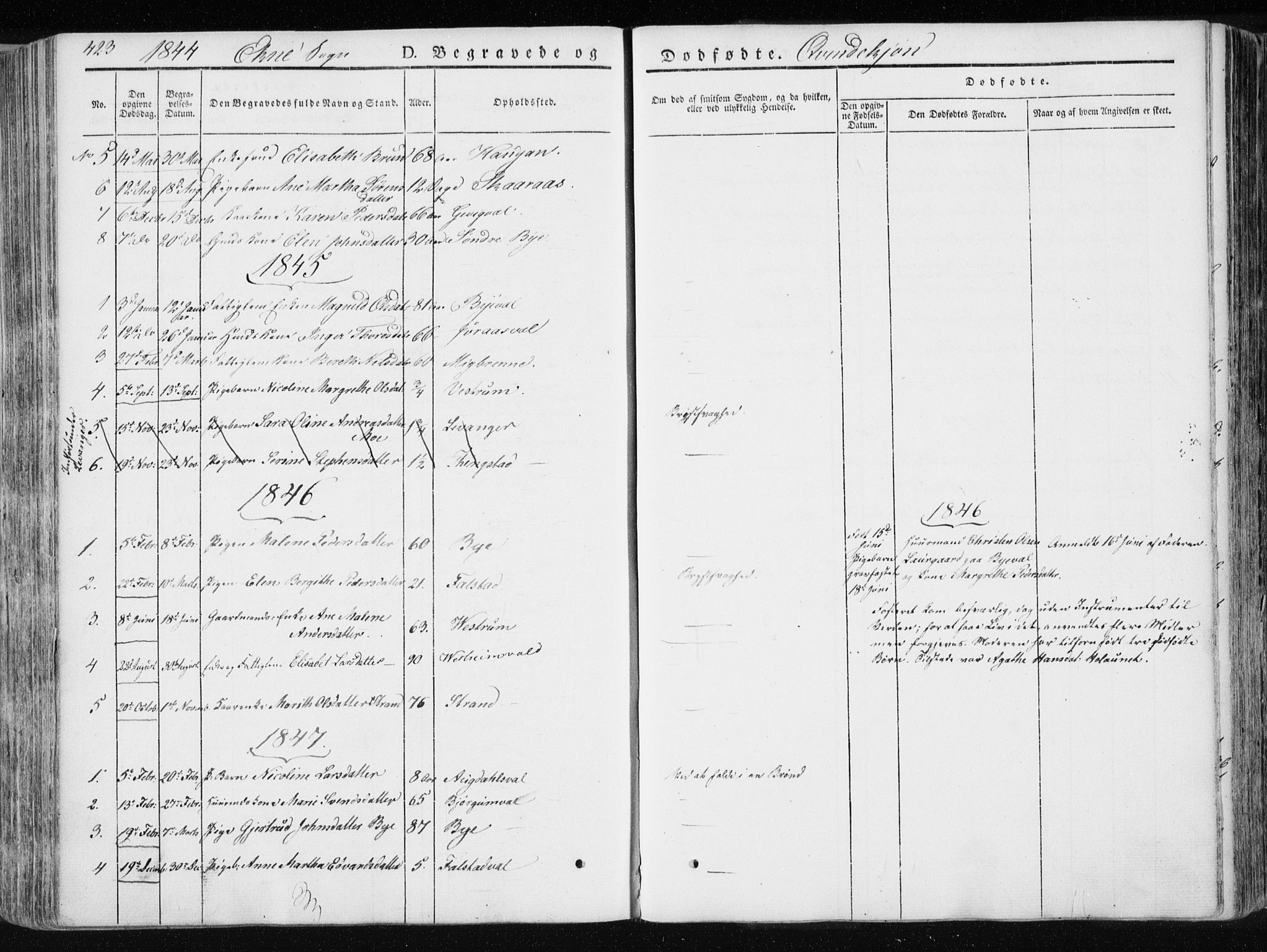 Ministerialprotokoller, klokkerbøker og fødselsregistre - Nord-Trøndelag, SAT/A-1458/717/L0154: Parish register (official) no. 717A06 /2, 1836-1849, p. 423