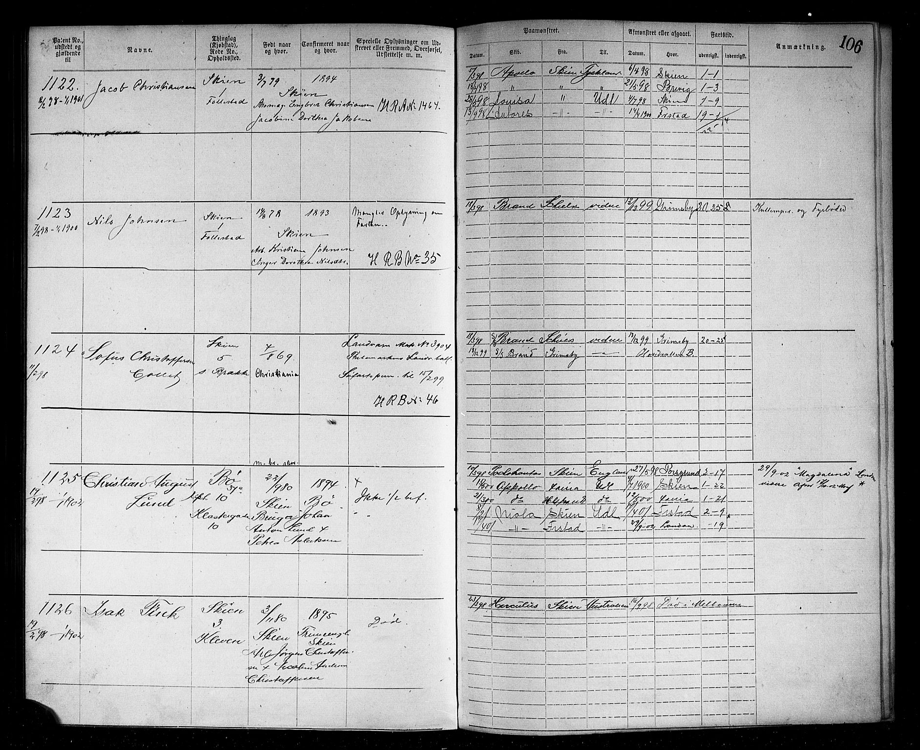 Skien innrulleringskontor, AV/SAKO-A-832/F/Fc/L0003: Annotasjonsrulle, 1879-1899, p. 108