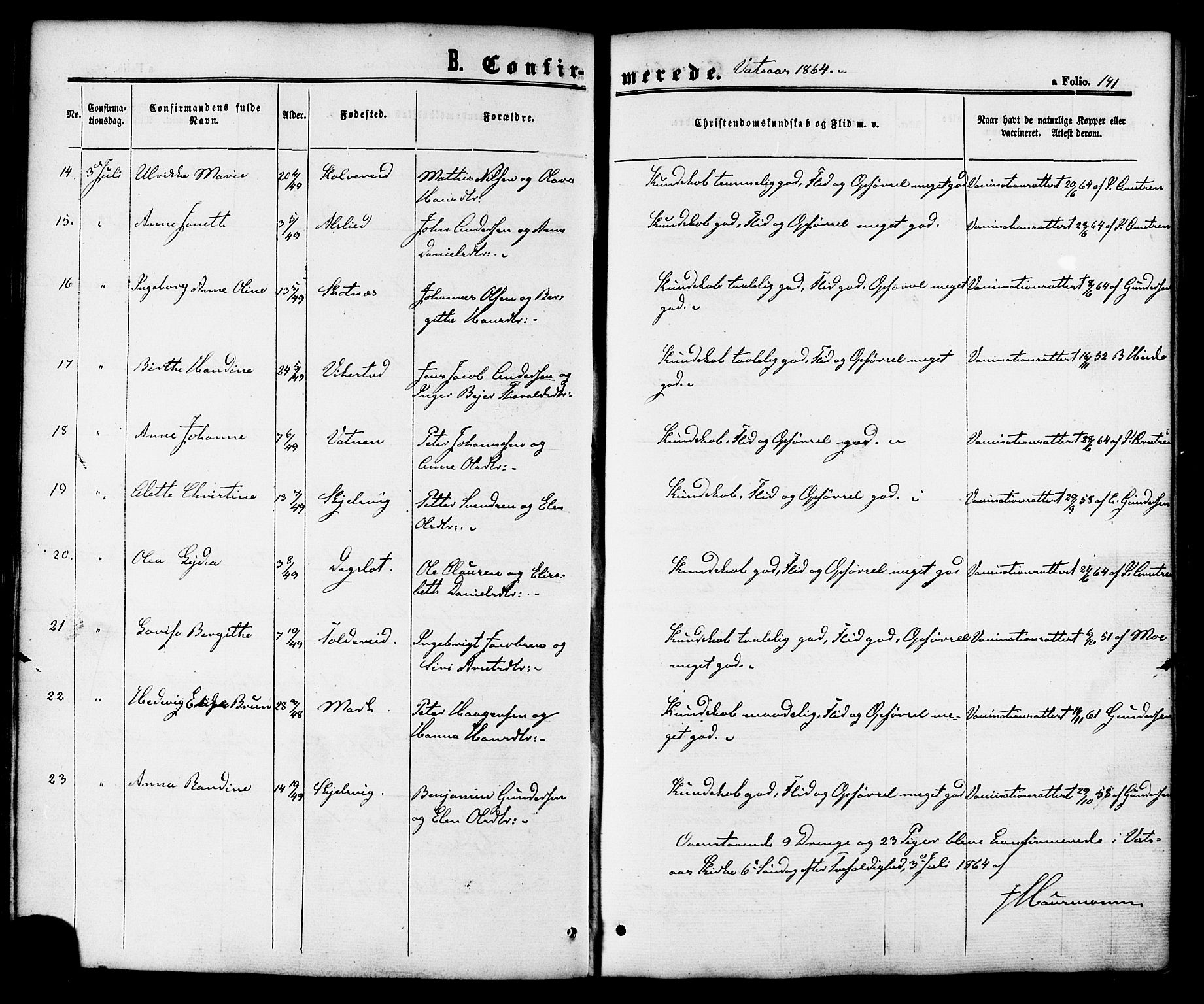 Ministerialprotokoller, klokkerbøker og fødselsregistre - Nordland, SAT/A-1459/810/L0146: Parish register (official) no. 810A08 /1, 1862-1874, p. 141