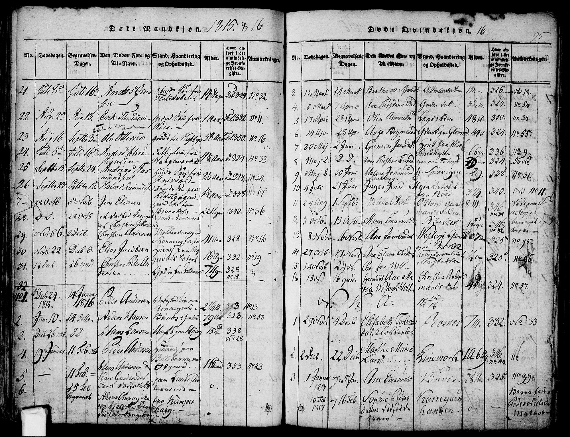 Berg prestekontor Kirkebøker, SAO/A-10902/F/Fa/L0002: Parish register (official) no. I 2, 1815-1831, p. 95