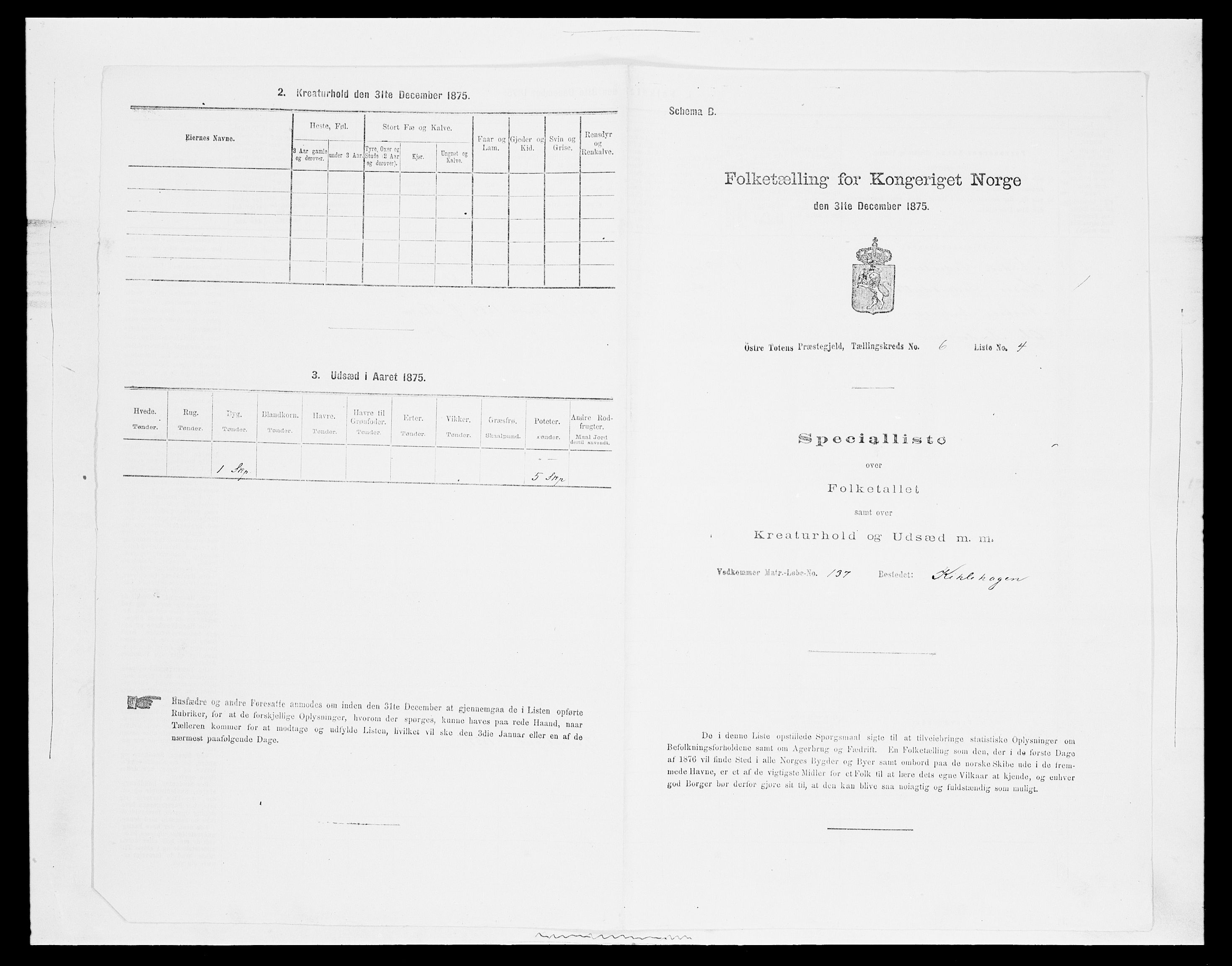 SAH, 1875 census for 0528P Østre Toten, 1875, p. 1148