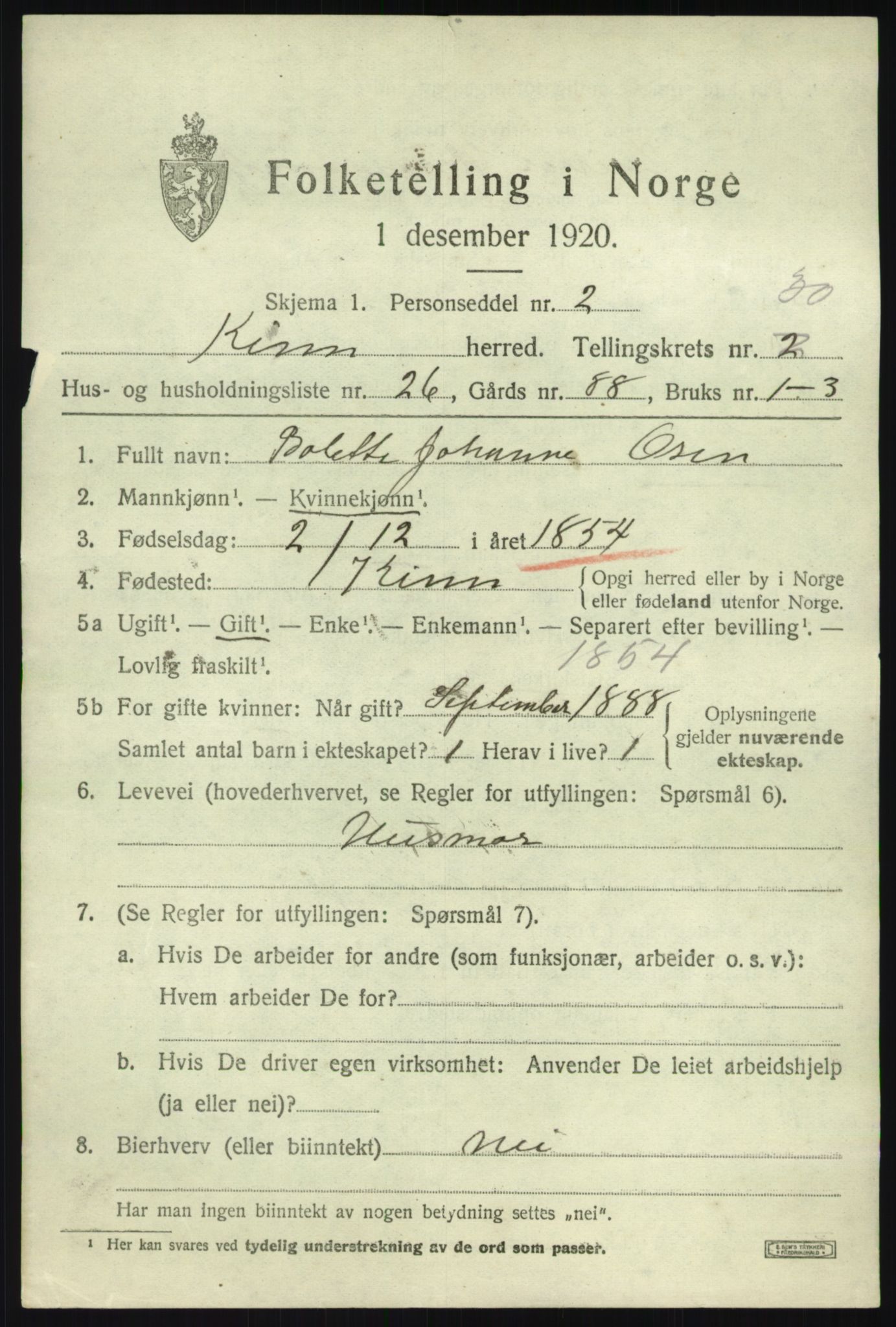 SAB, 1920 census for Kinn, 1920, p. 10637