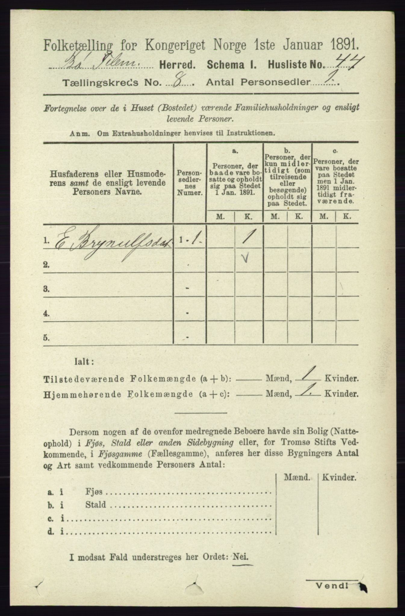 RA, 1891 census for 0821 Bø, 1891, p. 2549