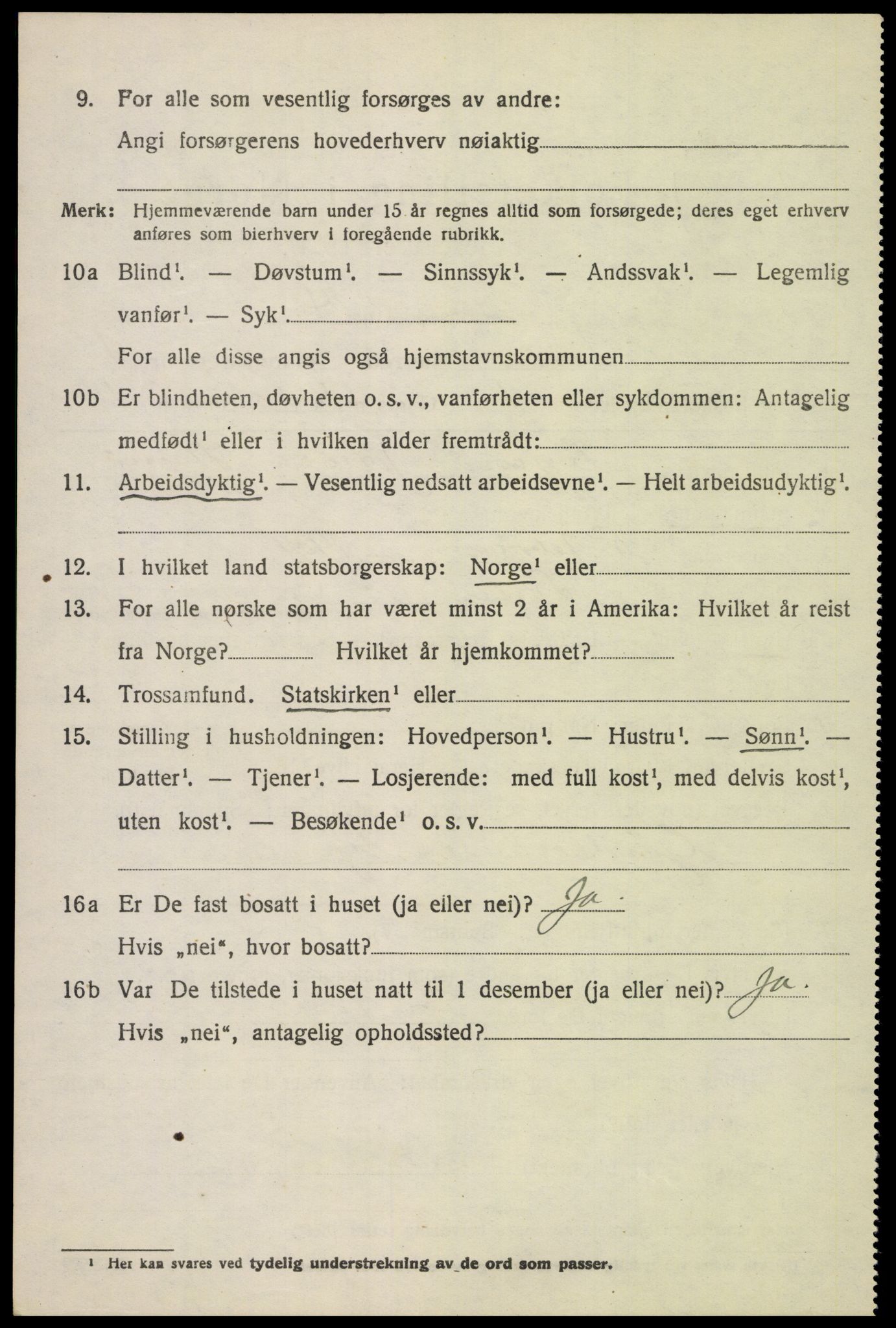 SAH, 1920 census for Lom, 1920, p. 2585