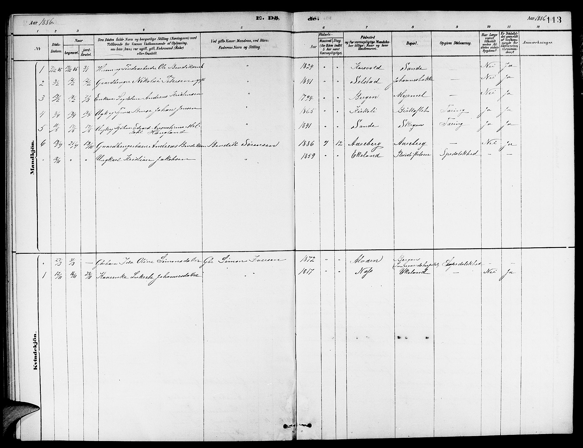 Gaular sokneprestembete, SAB/A-80001/H/Hab: Parish register (copy) no. A 3, 1878-1888, p. 113