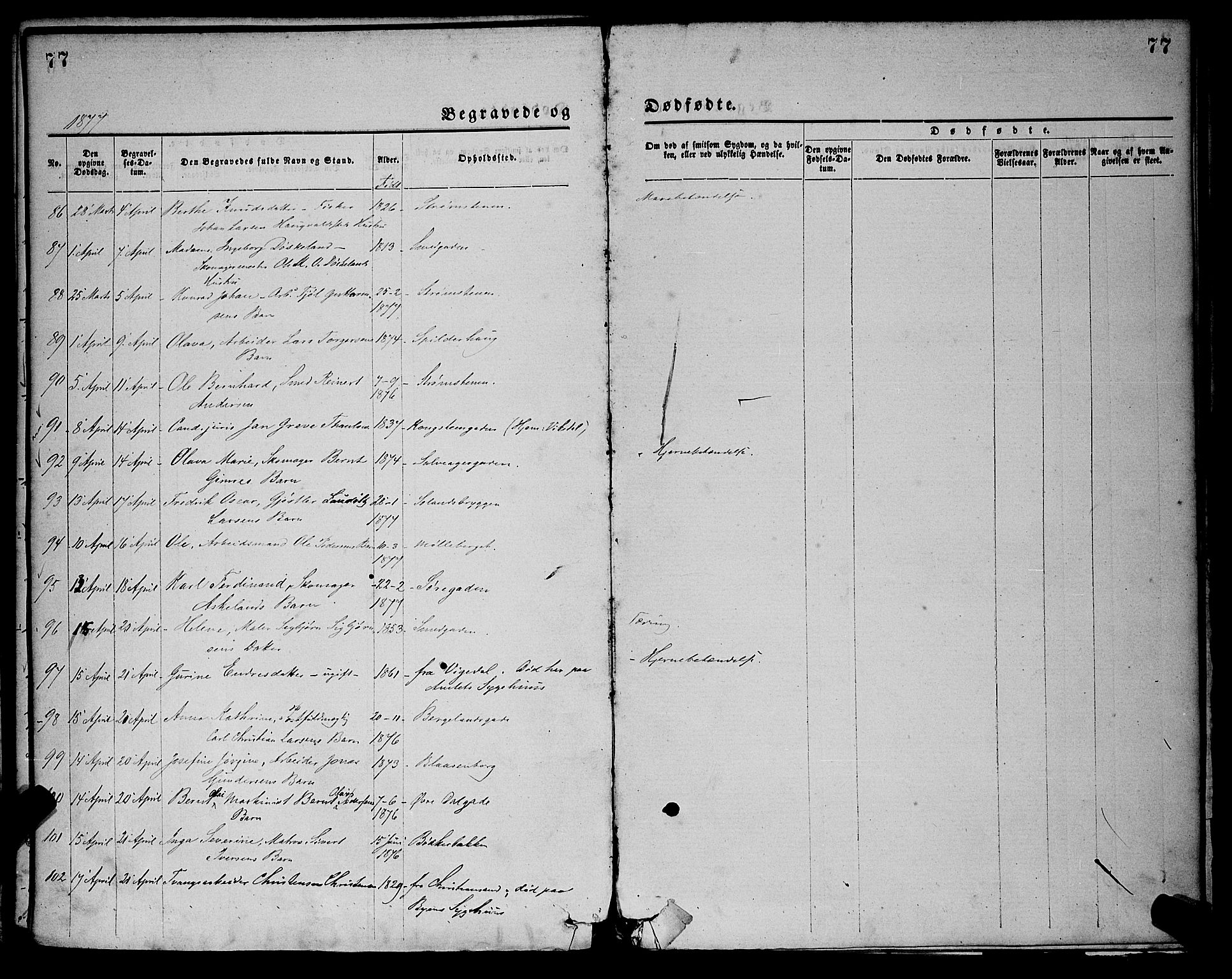 St. Petri sokneprestkontor, SAST/A-101813/001/30/30BA/L0012: Parish register (official) no. A 12, 1873-1878, p. 77