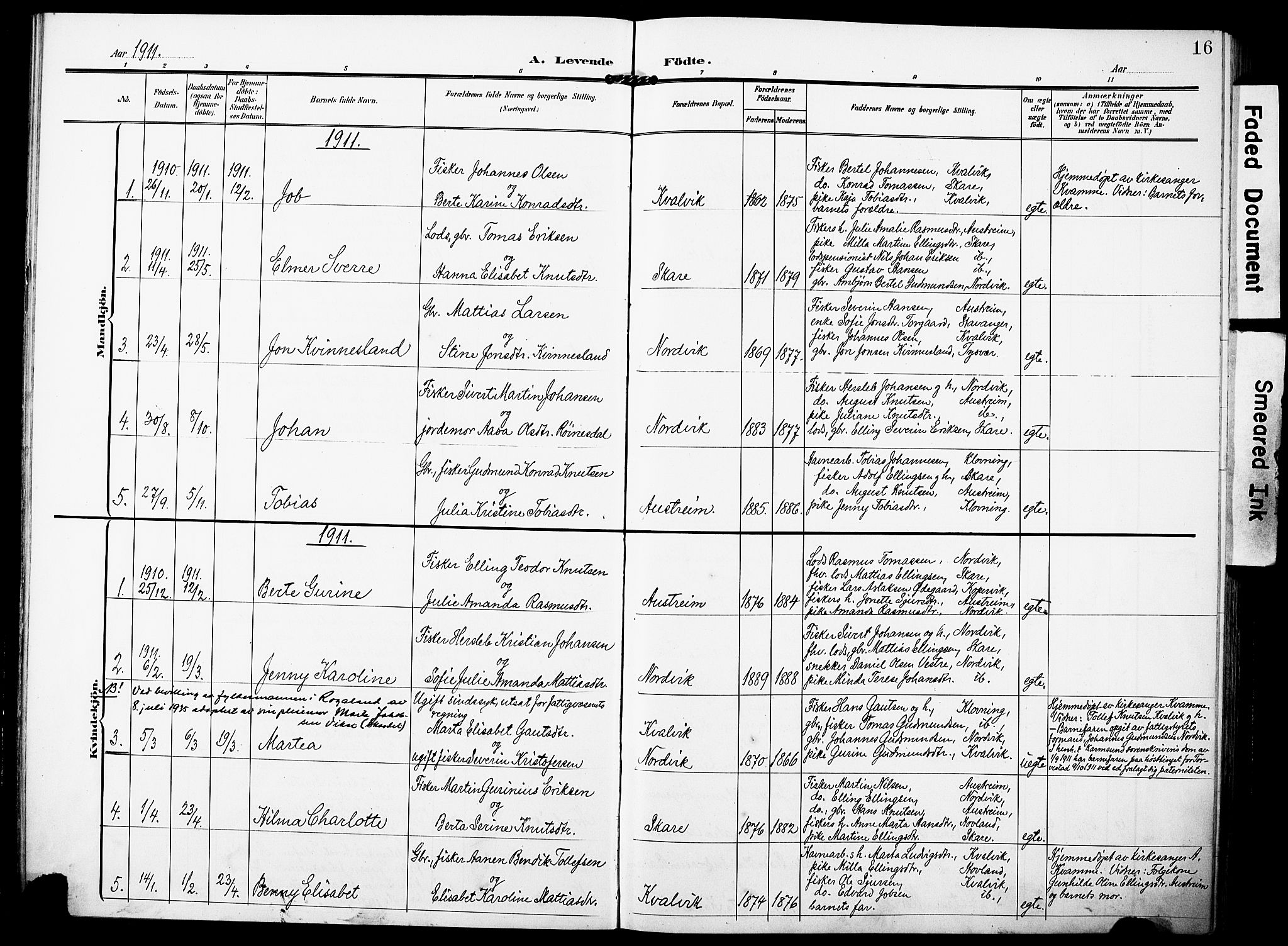 Torvastad sokneprestkontor, AV/SAST-A -101857/H/Ha/Haa/L0018: Parish register (official) no. A 17, 1903-1925, p. 16