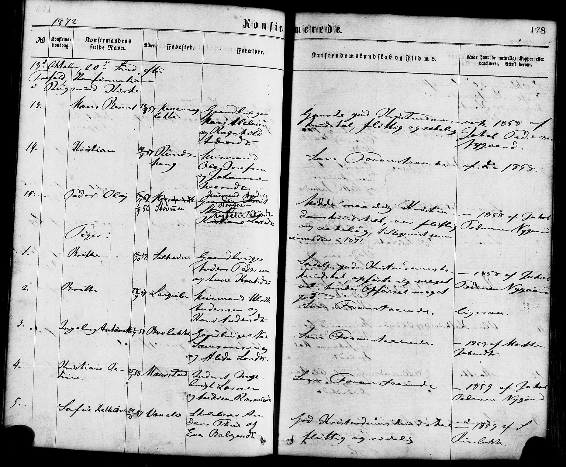 Davik sokneprestembete, AV/SAB-A-79701/H/Haa/Haaa/L0006: Parish register (official) no. A 6, 1867-1881, p. 178