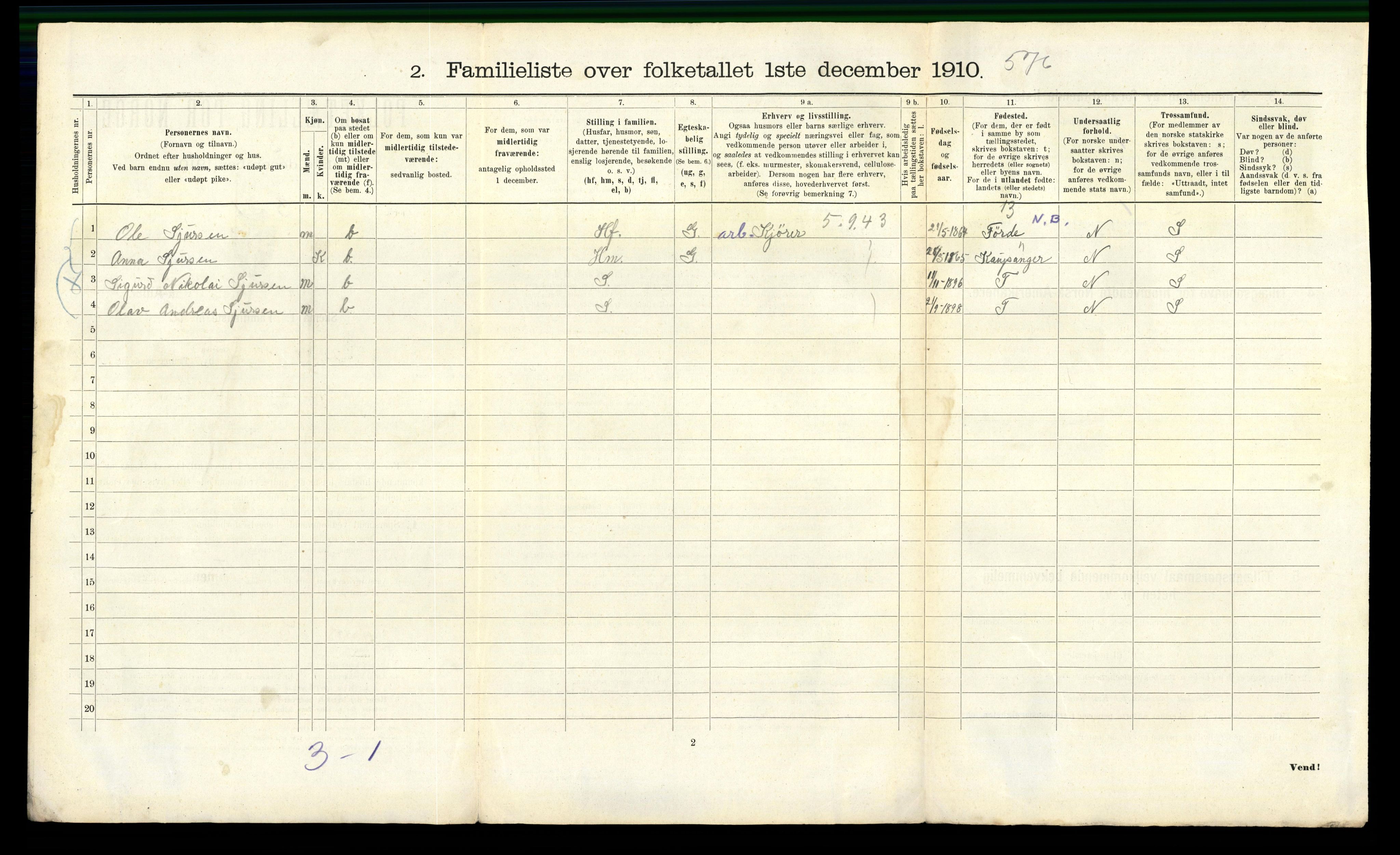 RA, 1910 census for Bergen, 1910, p. 14904