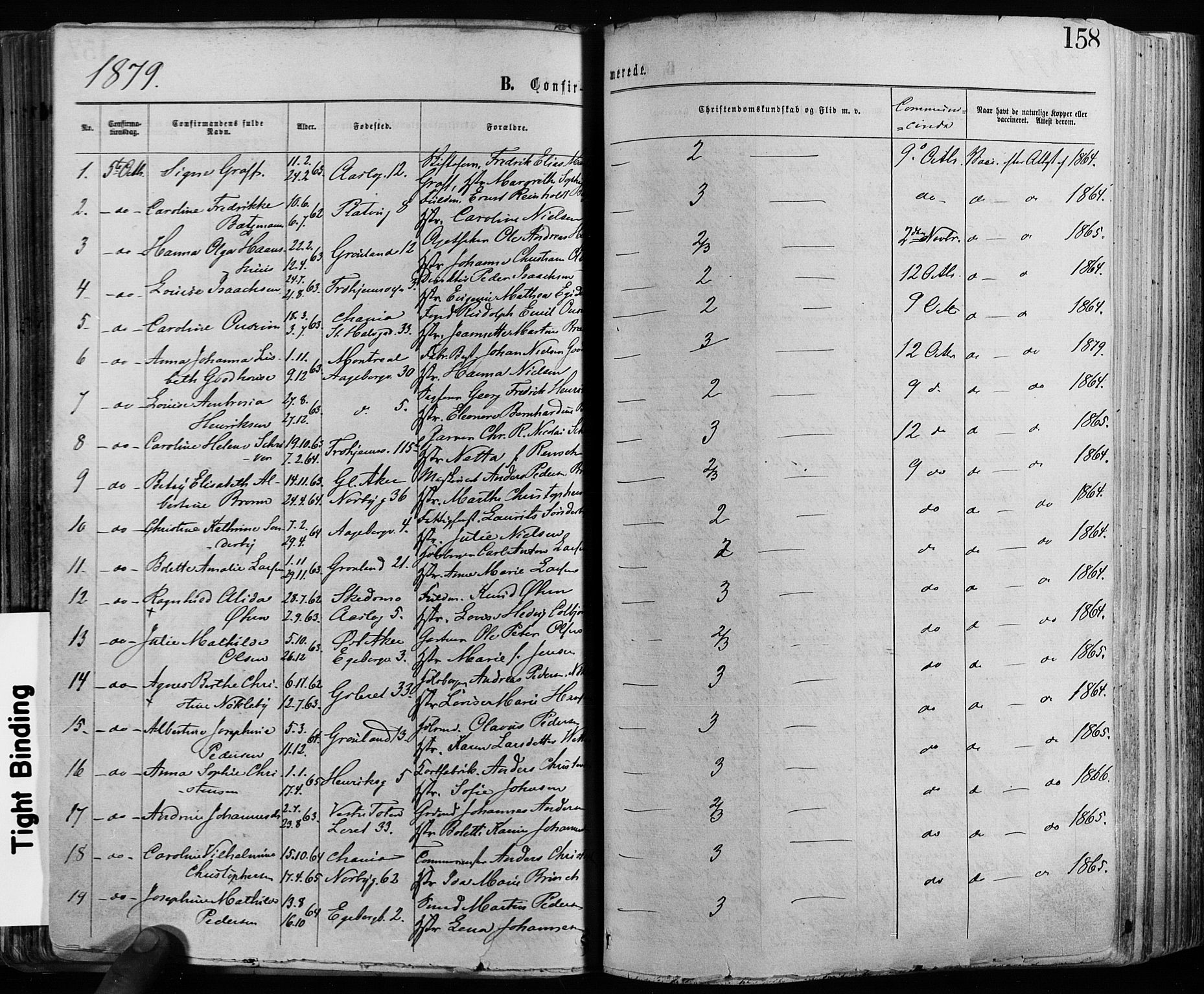 Grønland prestekontor Kirkebøker, AV/SAO-A-10848/F/Fa/L0005: Parish register (official) no. 5, 1869-1880, p. 158