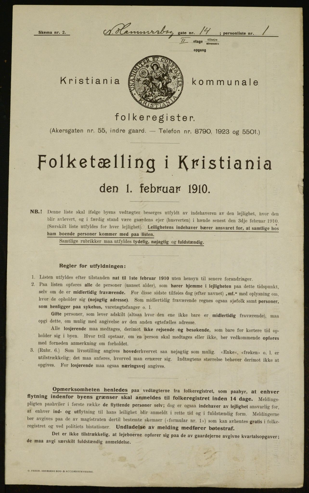 OBA, Municipal Census 1910 for Kristiania, 1910, p. 67097