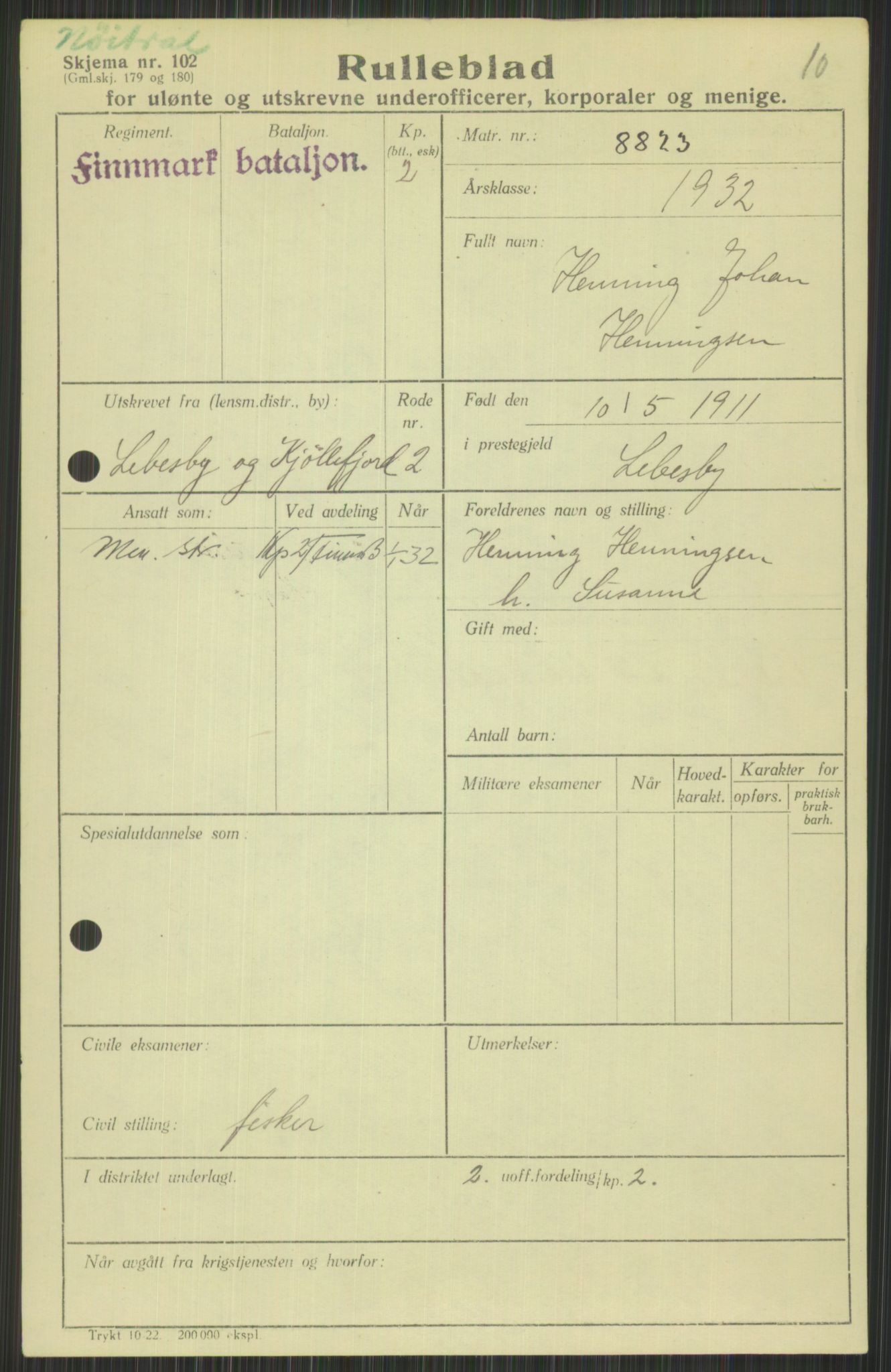 Forsvaret, Varanger bataljon, AV/RA-RAFA-2258/1/D/L0440: Rulleblad for fødte 1892-1912, 1892-1912, p. 1223