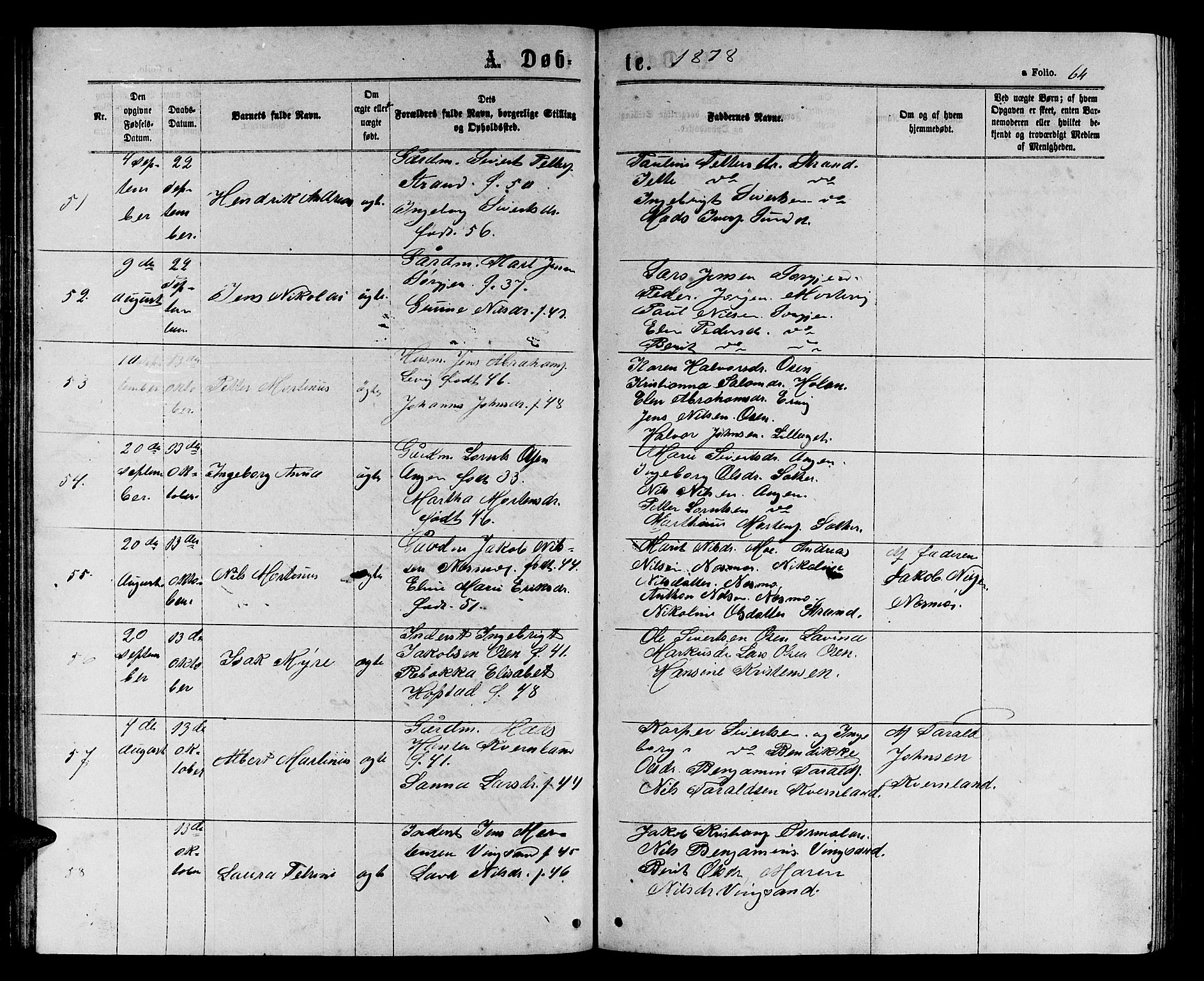 Ministerialprotokoller, klokkerbøker og fødselsregistre - Sør-Trøndelag, SAT/A-1456/658/L0725: Parish register (copy) no. 658C01, 1867-1882, p. 64