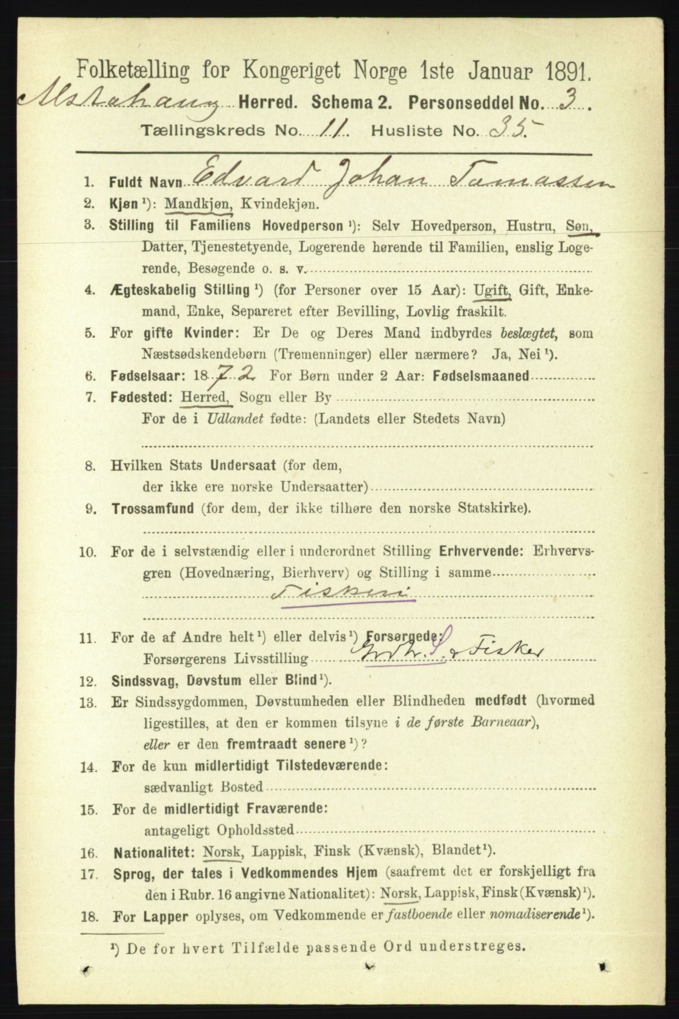 RA, 1891 census for 1820 Alstahaug, 1891, p. 4106