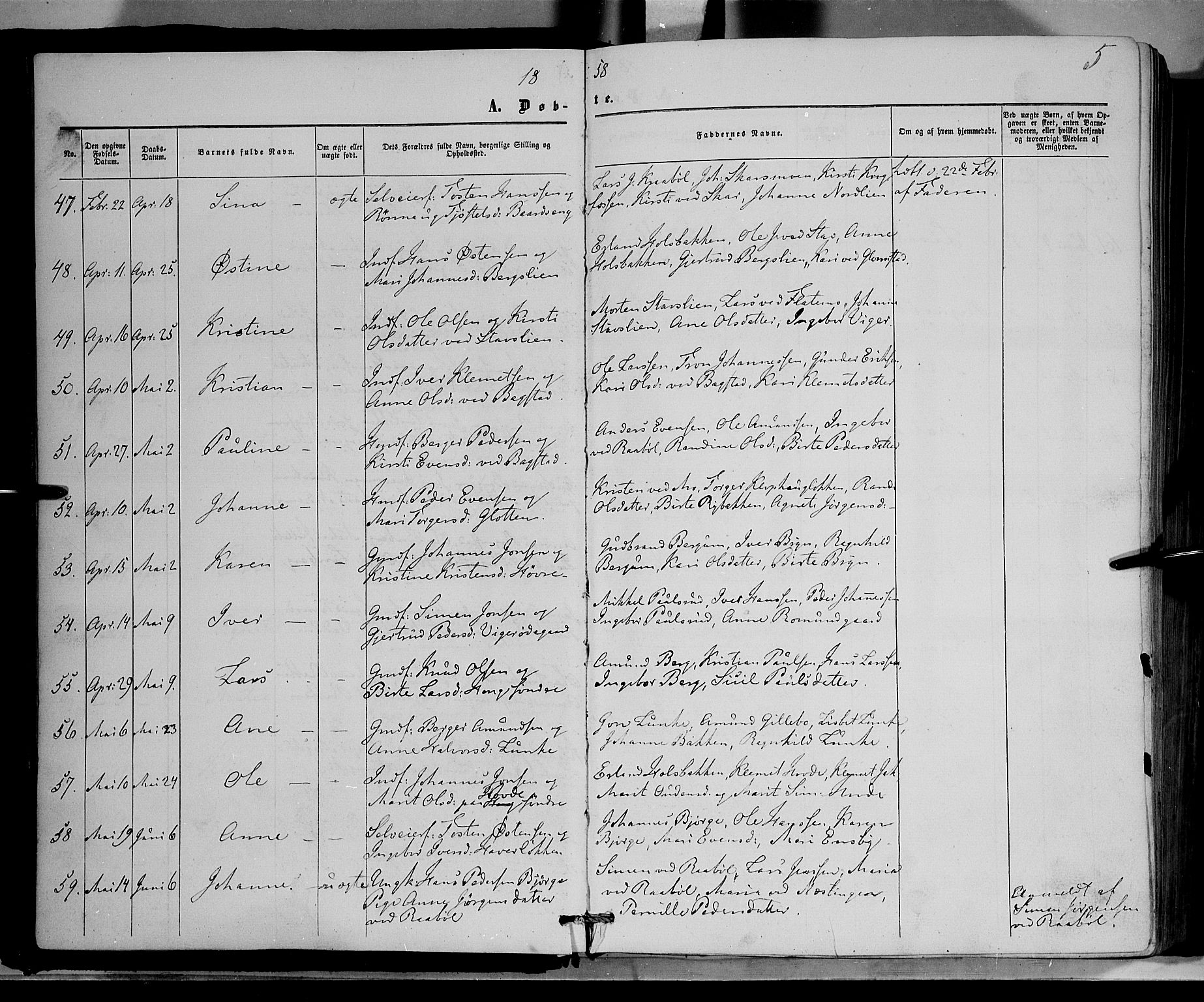 Øyer prestekontor, AV/SAH-PREST-084/H/Ha/Haa/L0006: Parish register (official) no. 6, 1858-1874, p. 5