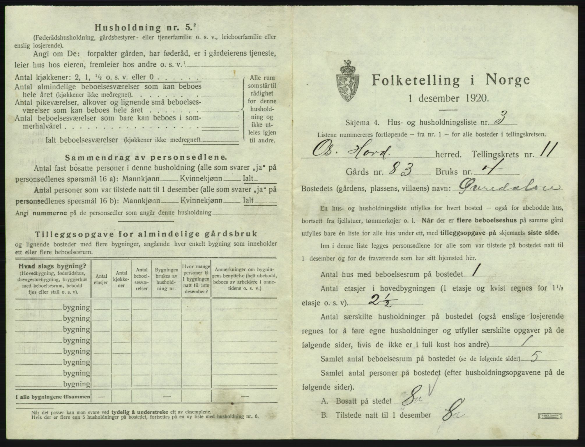 SAB, 1920 census for Os, 1920, p. 1162