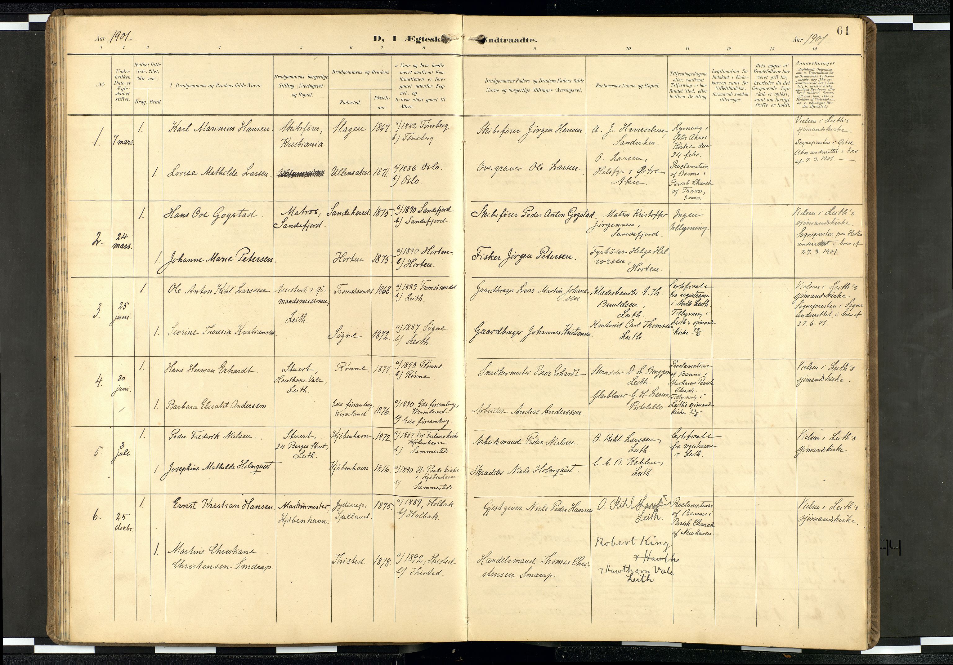 Den norske sjømannsmisjon i utlandet/Skotske havner (Leith, Glasgow), SAB/SAB/PA-0100/H/Ha/Haa/L0004: Parish register (official) no. A 4, 1899-1949, p. 60b-61a