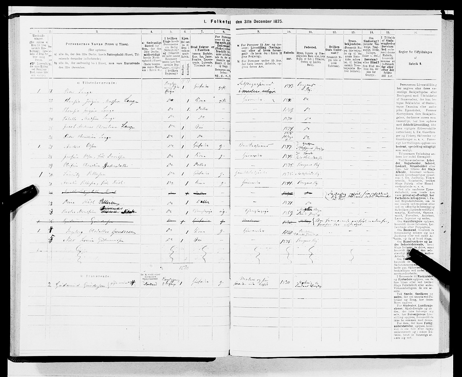 SAB, 1875 census for 1301 Bergen, 1875, p. 1998